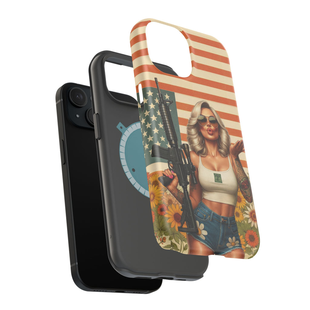 Americana AR-15 Pinup Girl - Magnetic Impact‑Resistant Phone Case  iPhone 13-17 / Samsung S26  MagSafe Compatible