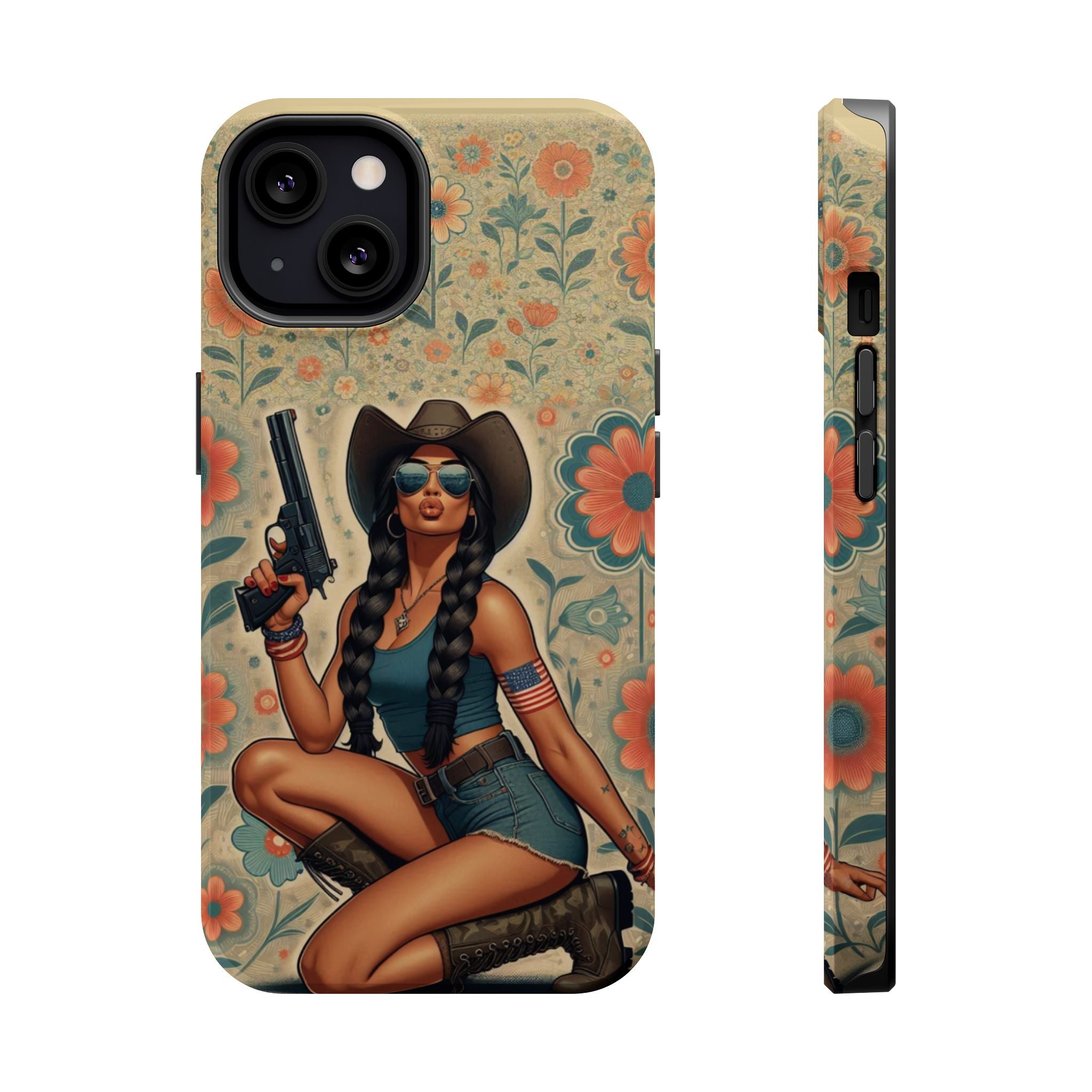 Americana 9mm Pinup Girl - Magnetic Impact‑Resistant Phone Case  iPhone 13-17 / Samsung S26  MagSafe Compatible