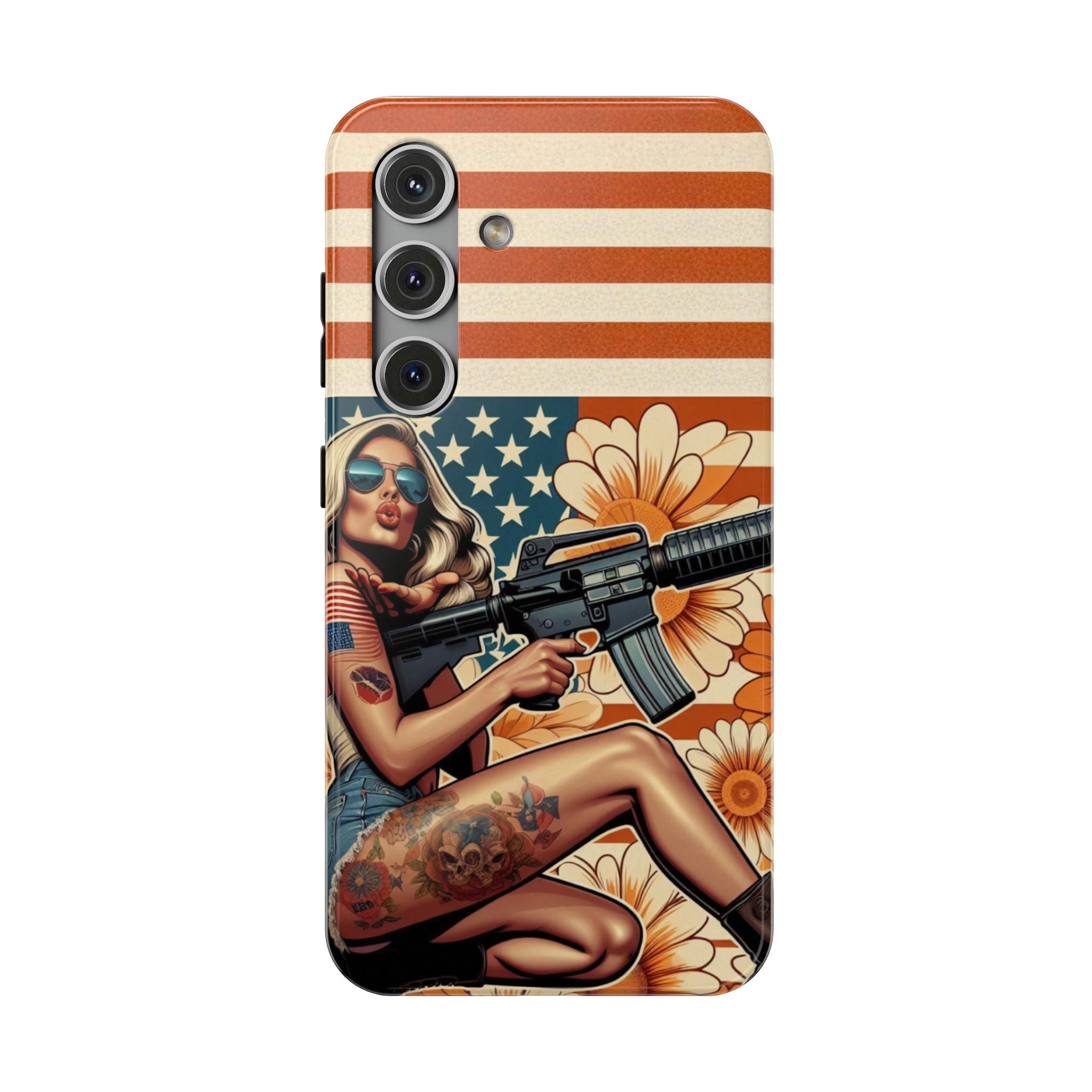 Americana AR-15 Pinup Girl - Impact‑Resistant Phone Case   Samsung Galaxy Series S22 / S22+ / S22 Ultra - S25 / S25+ / S25 Ultra