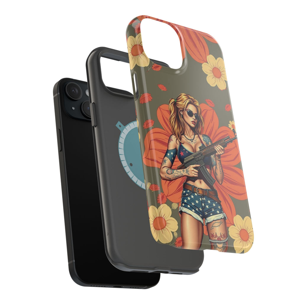 Americana AK-47 Pinup Girl - Magnetic Impact‑Resistant Phone Case  iPhone 13-17 / Samsung S26  MagSafe Compatible