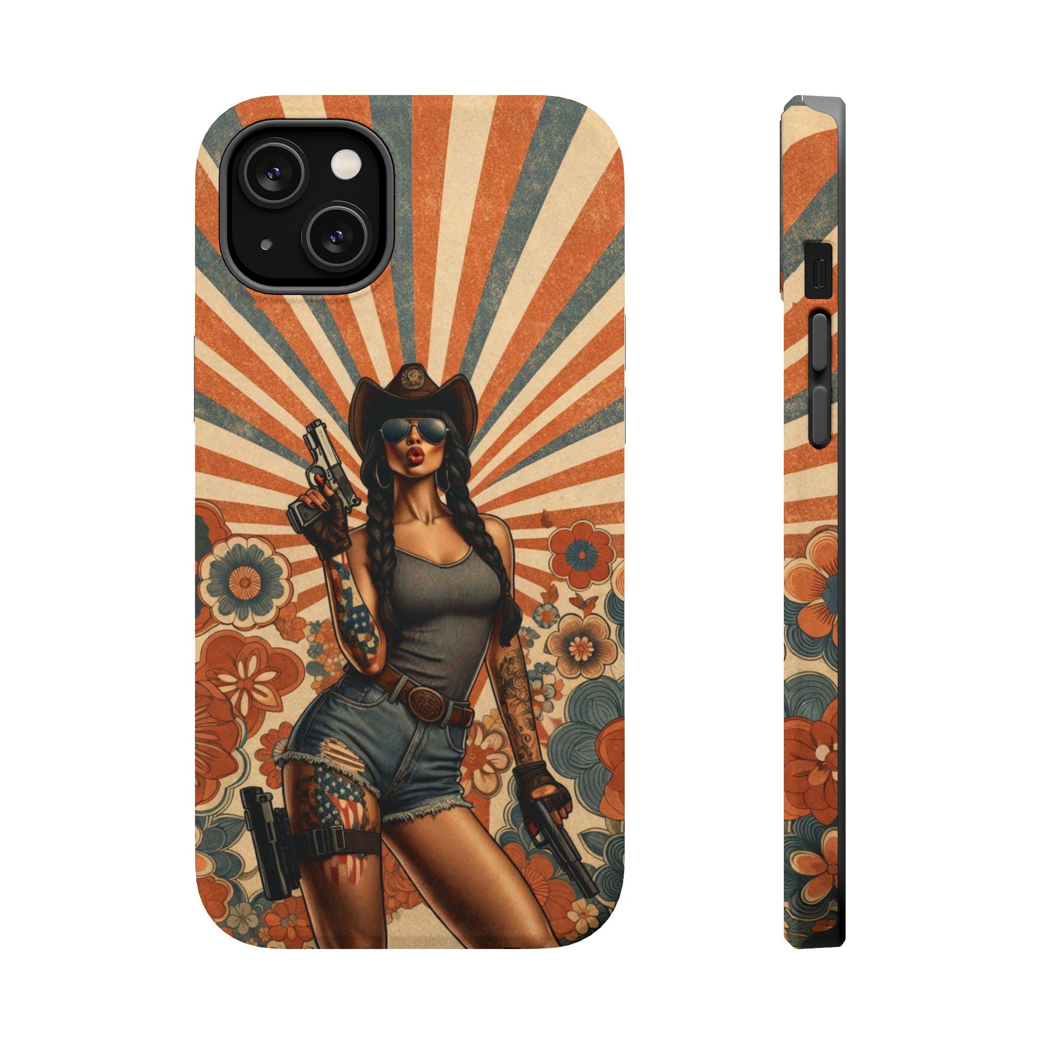 Americana 9mm Pinup Girl - Magnetic Impact‑Resistant Phone Case  iPhone 13-17 / Samsung S26  MagSafe Compatible