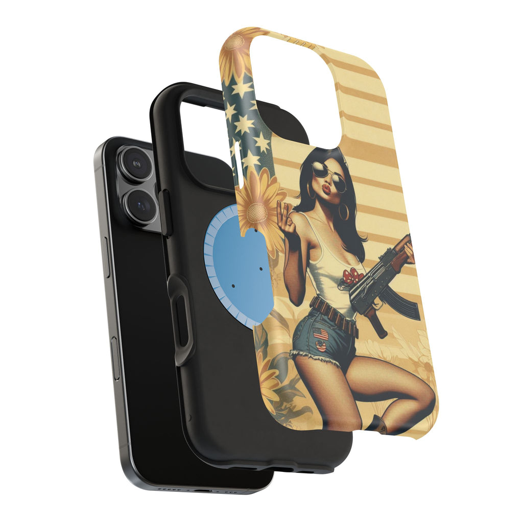 Americana AK-47 Pinup Girl - Magnetic Impact‑Resistant Phone Case  iPhone 13-17 / Samsung S26  MagSafe Compatible