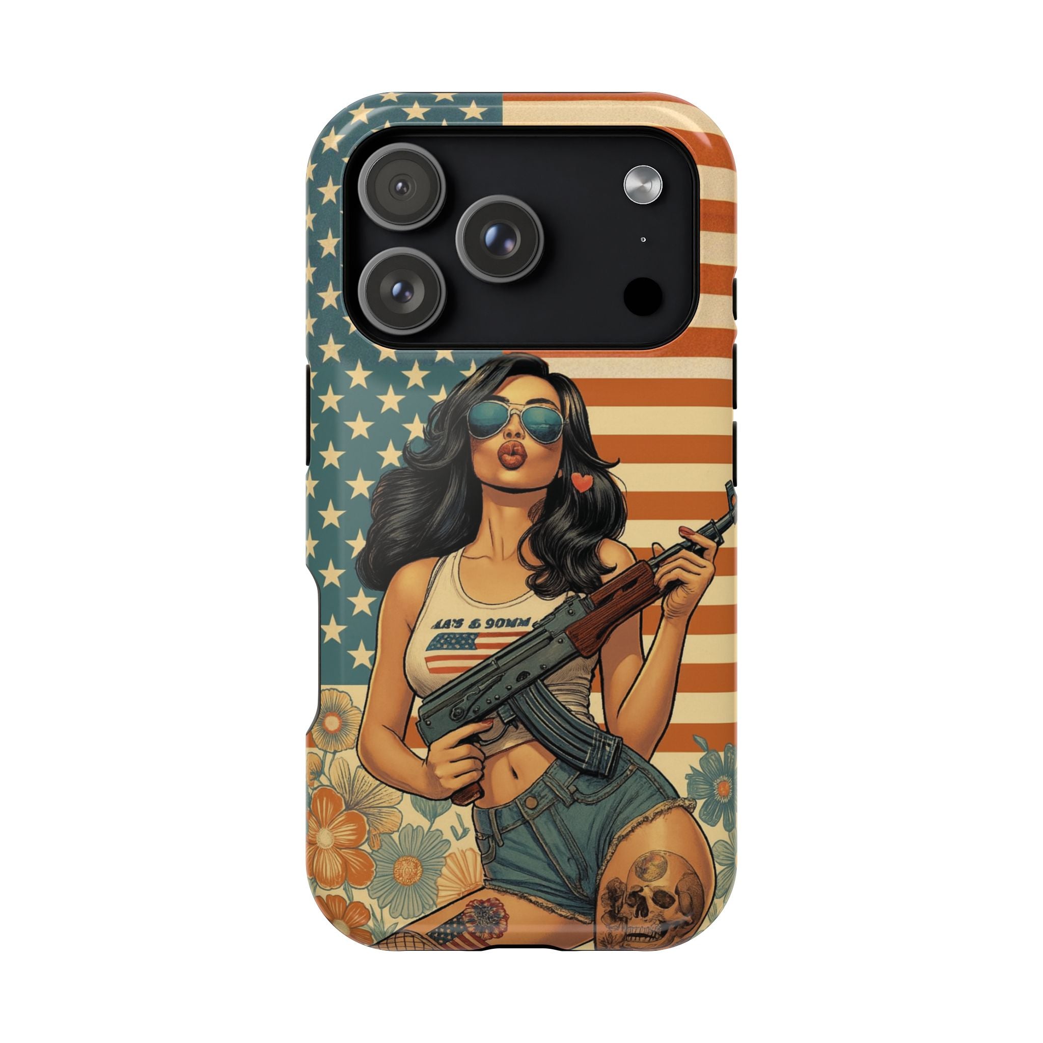 Americana AK-47 Pinup Girl - Magnetic Impact‑Resistant Phone Case  iPhone 13-17 / Samsung S26  MagSafe Compatible