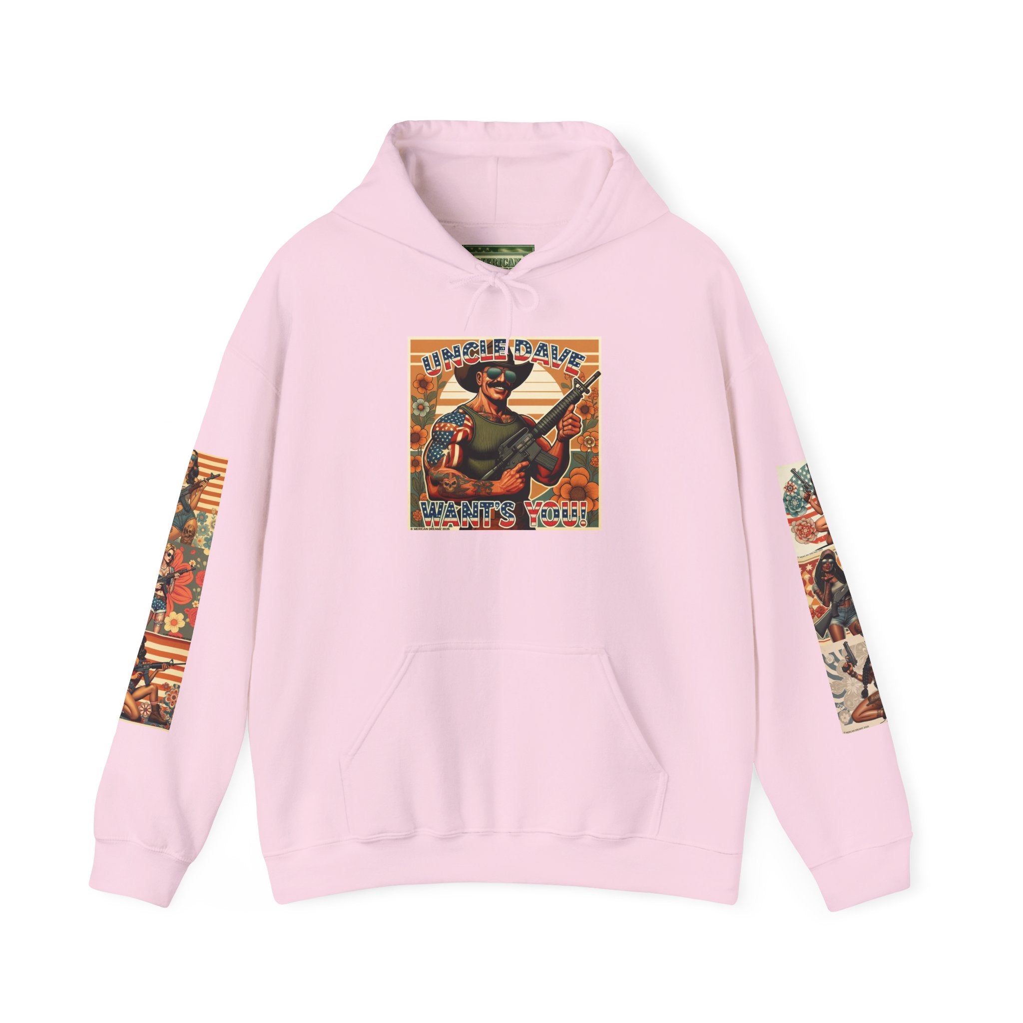 Patriotic 'Uncle Dave Wants You' Hoodie — Gunslinger Girls Rifle Retro Illustration (US Only)