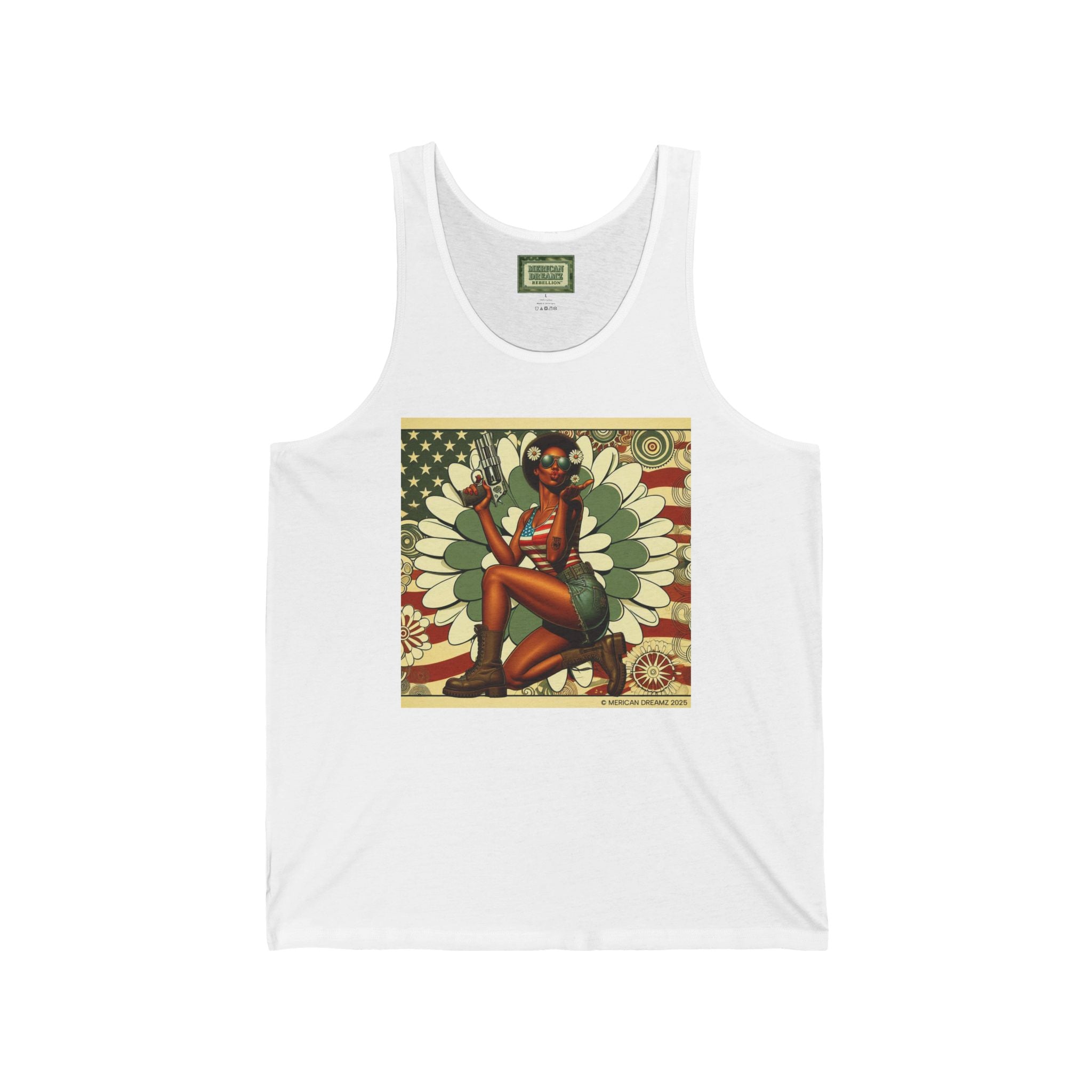Patriotic Pin-Up Tank Top — Vintage American Flag Girl Graphic
