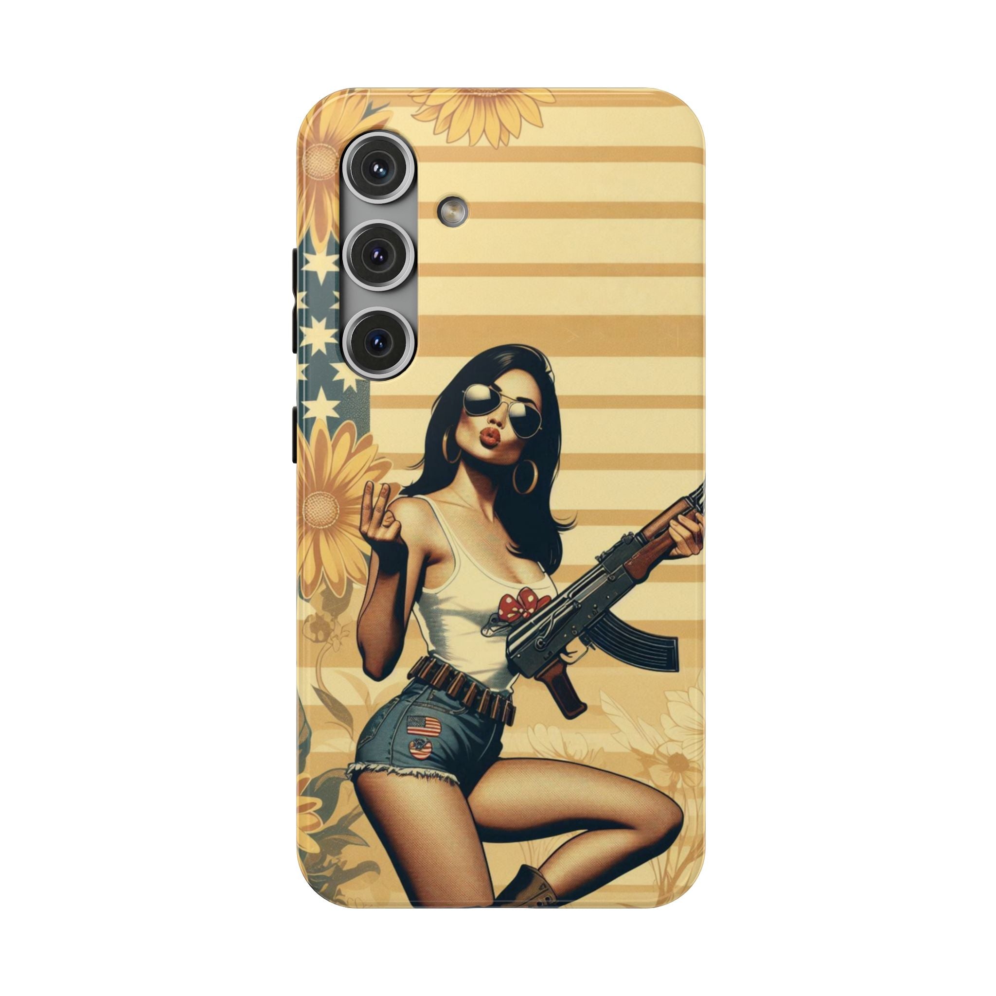 Americana AK-47 Pinup Girl - Impact‑Resistant Phone Case   Samsung Galaxy Series S22 / S22+ / S22 Ultra - S25 / S25+ / S25 Ultra