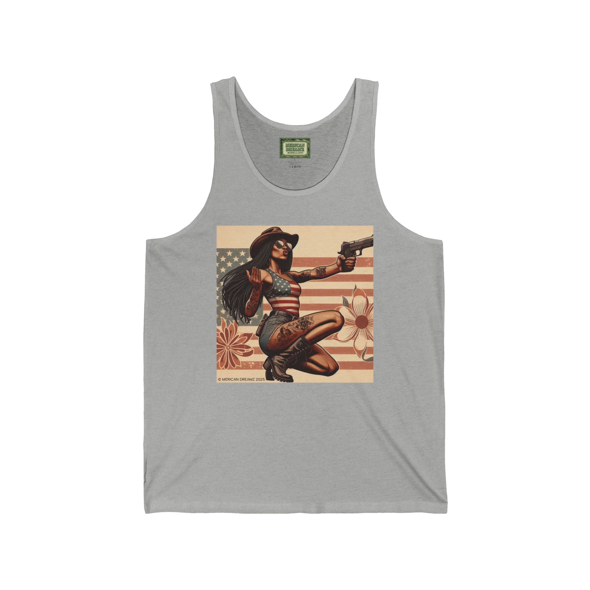 Patriotic Pin-Up Tank Top — Vintage American Flag Girl Graphic