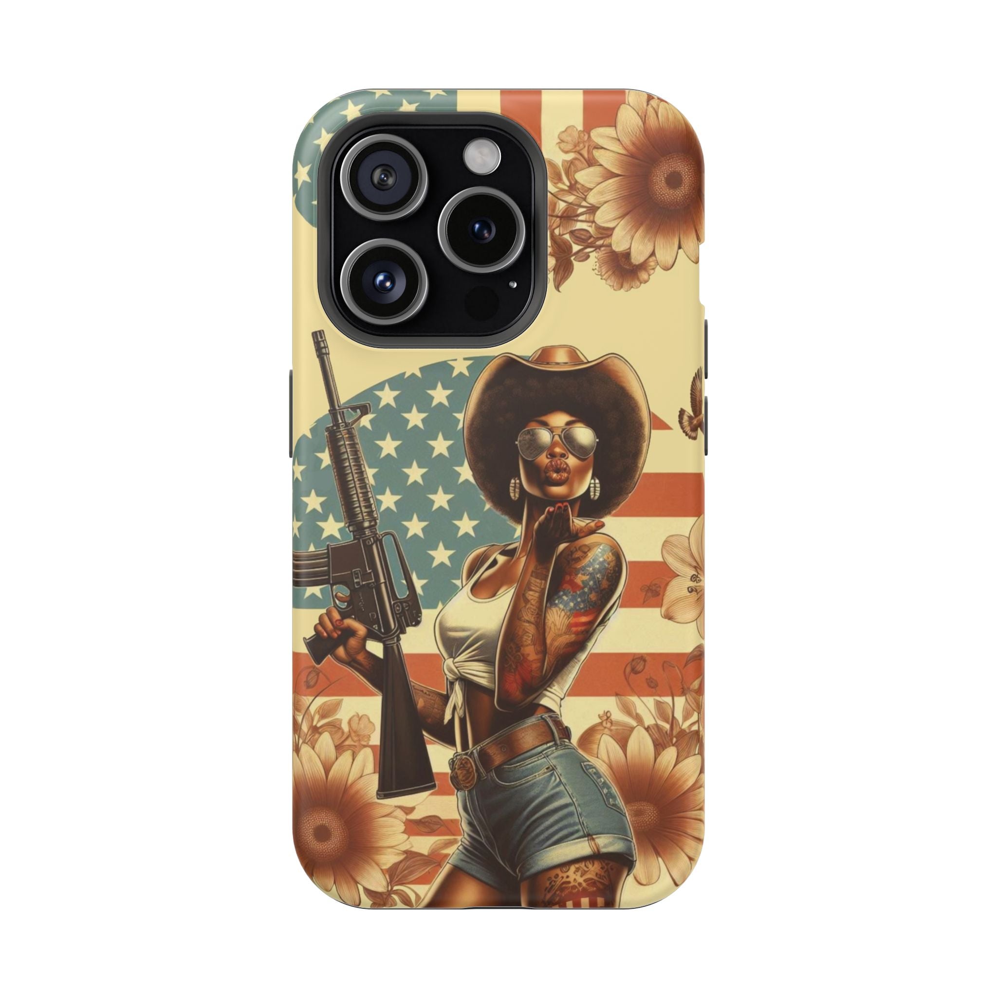 Americana AR-15 Pinup Girl - Magnetic Impact‑Resistant Phone Case  iPhone 13-17 / Samsung S26  MagSafe Compatible