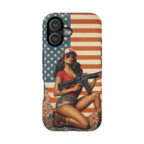 Americana AR-15 Pinup Girl - Magnetic Impact‑Resistant Phone Case  iPhone 13-17 / Samsung S26  MagSafe Compatible