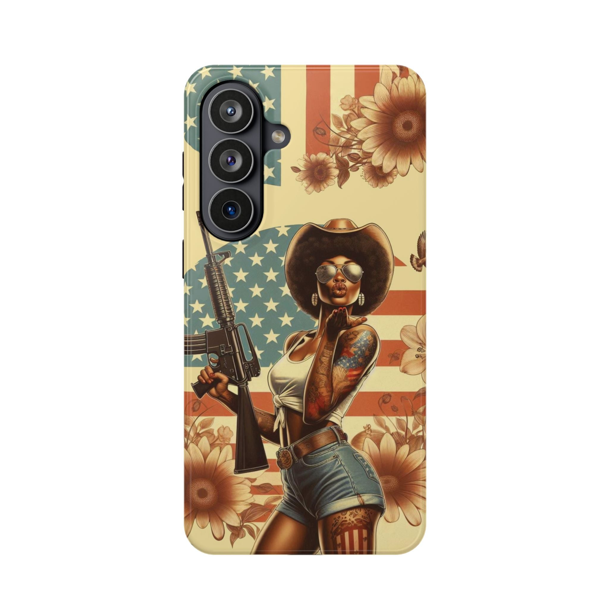 Americana AR-15 Pinup Girl - Magnetic Impact‑Resistant Phone Case  iPhone 13-17 / Samsung S26  MagSafe Compatible