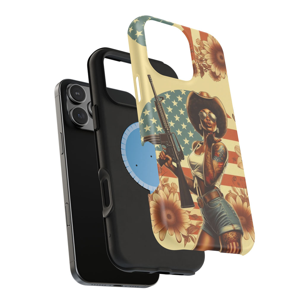 Americana AR-15 Pinup Girl - Magnetic Impact‑Resistant Phone Case  iPhone 13-17 / Samsung S26  MagSafe Compatible