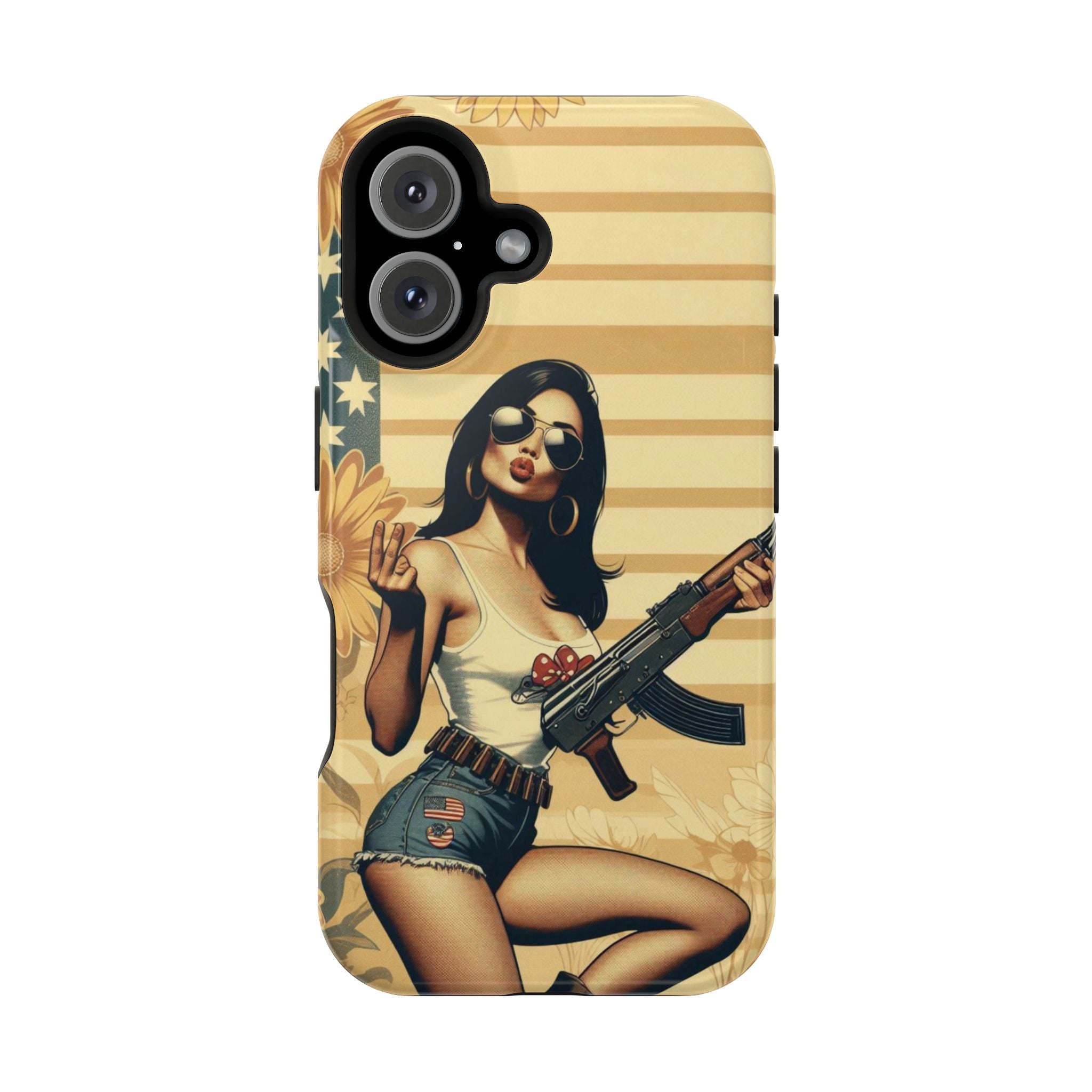Americana AK-47 Pinup Girl - Magnetic Impact‑Resistant Phone Case  iPhone 13-17 / Samsung S26  MagSafe Compatible