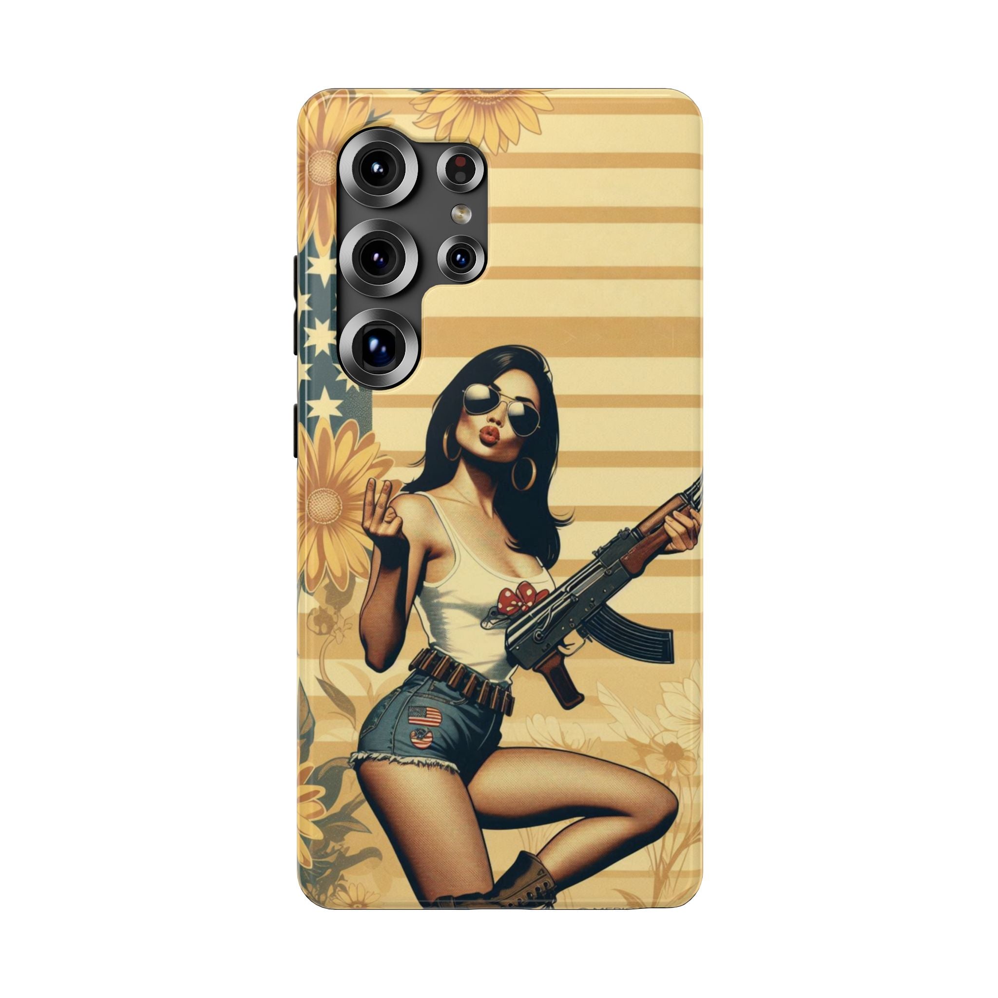 Americana AK-47 Pinup Girl - Impact‑Resistant Phone Case   Samsung Galaxy Series S22 / S22+ / S22 Ultra - S25 / S25+ / S25 Ultra