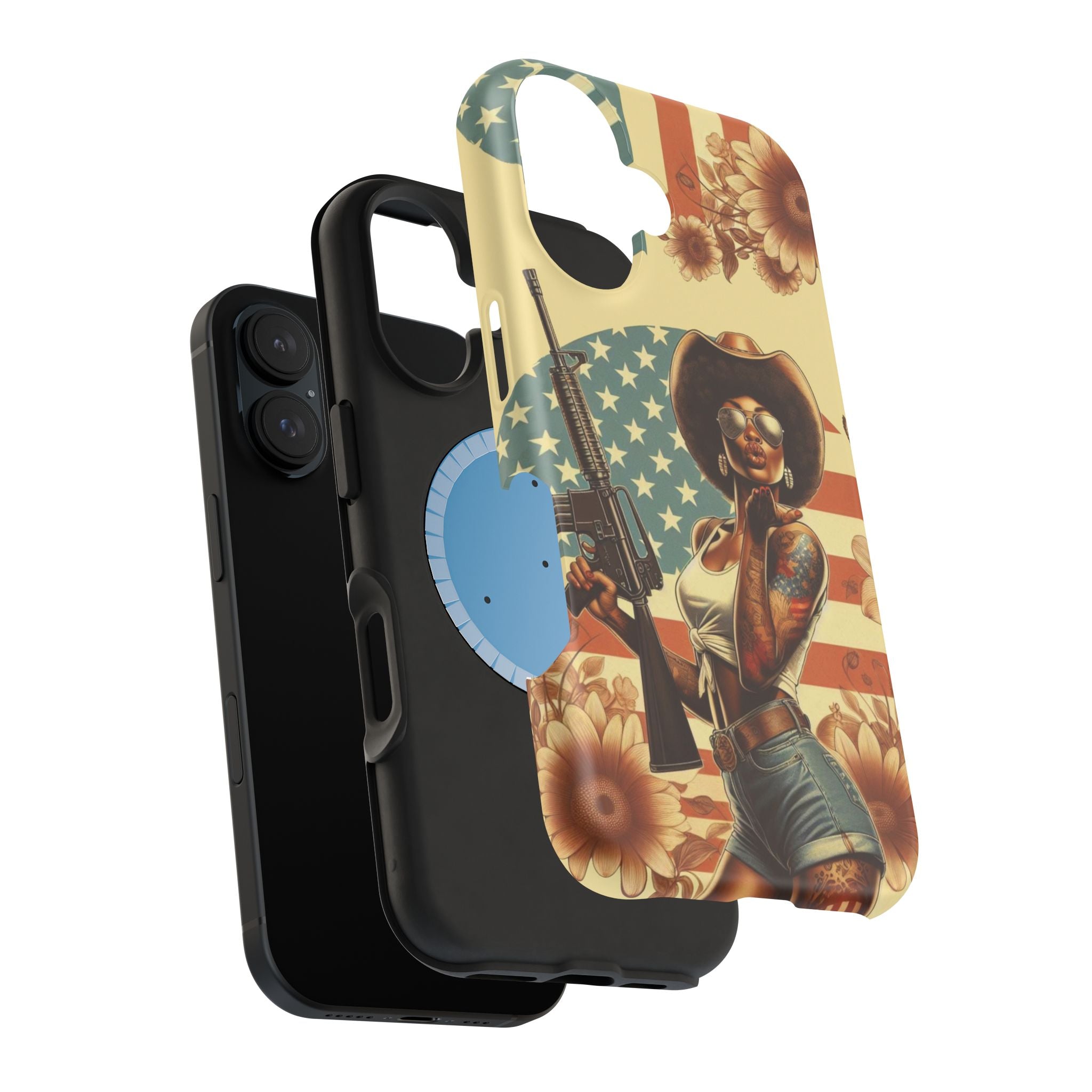 Americana AR-15 Pinup Girl - Magnetic Impact‑Resistant Phone Case  iPhone 13-17 / Samsung S26  MagSafe Compatible