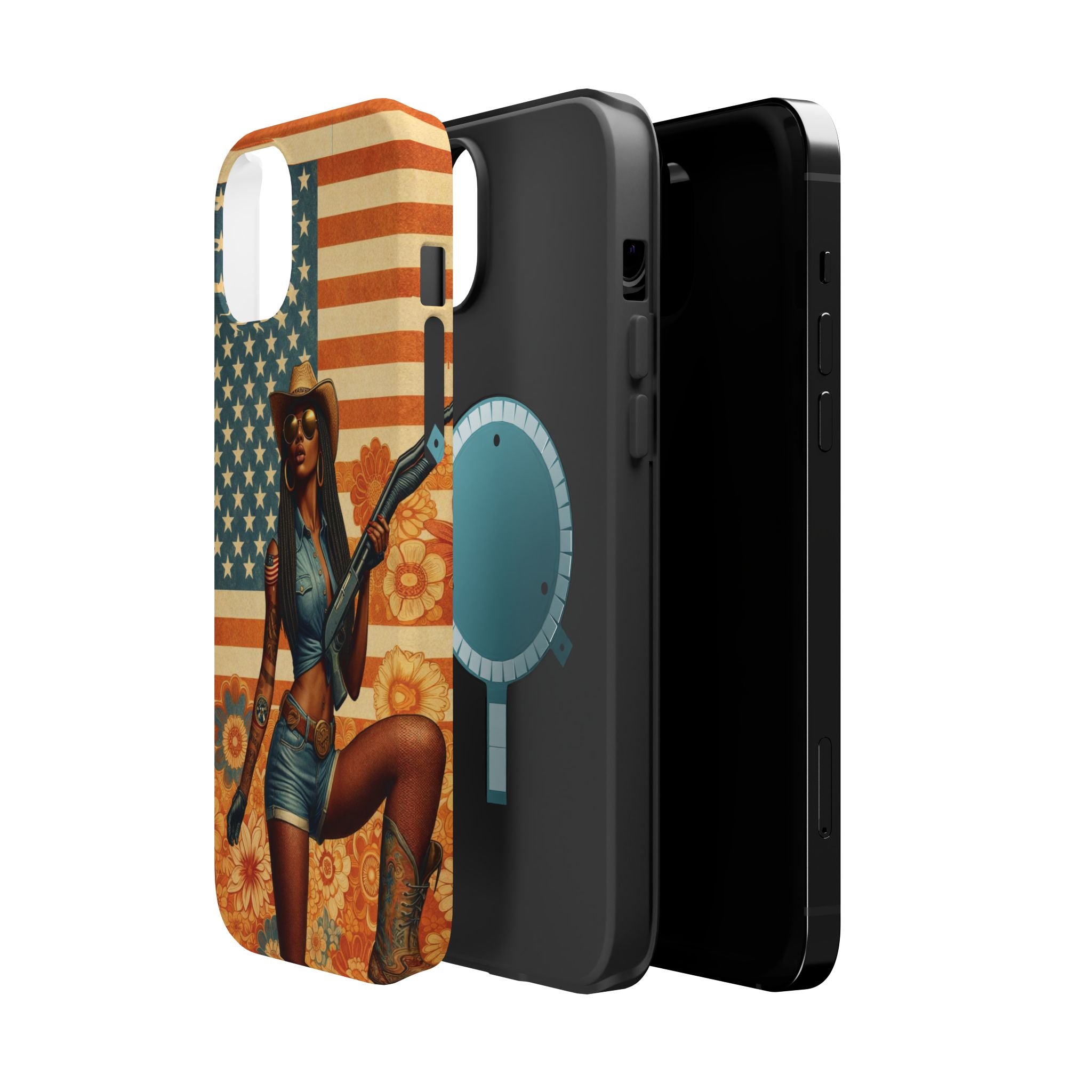 Americana 12GA Pinup Girl - Magnetic Impact‑Resistant Phone Case  iPhone 13-17 / Samsung S26  MagSafe Compatible