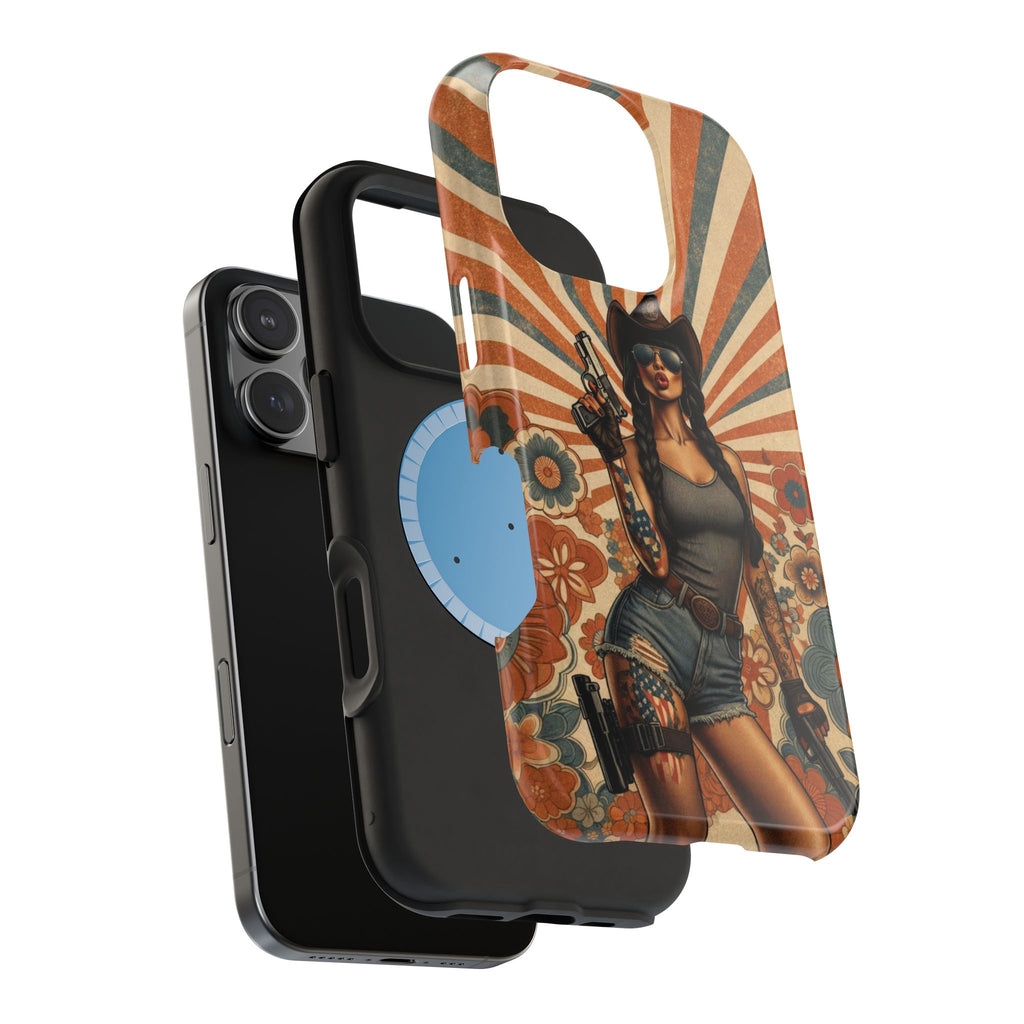 Americana 9mm Pinup Girl - Magnetic Impact‑Resistant Phone Case  iPhone 13-17 / Samsung S26  MagSafe Compatible