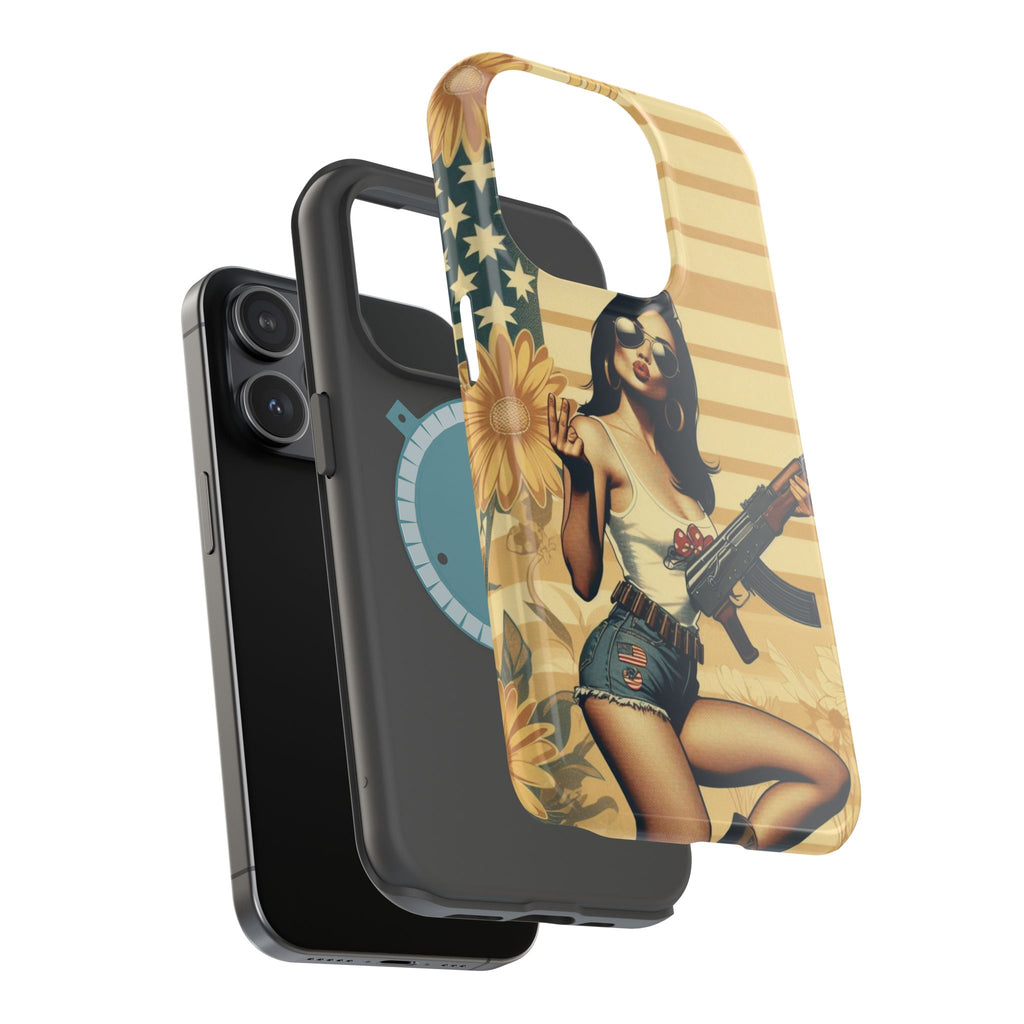 Americana AK-47 Pinup Girl - Magnetic Impact‑Resistant Phone Case  iPhone 13-17 / Samsung S26  MagSafe Compatible
