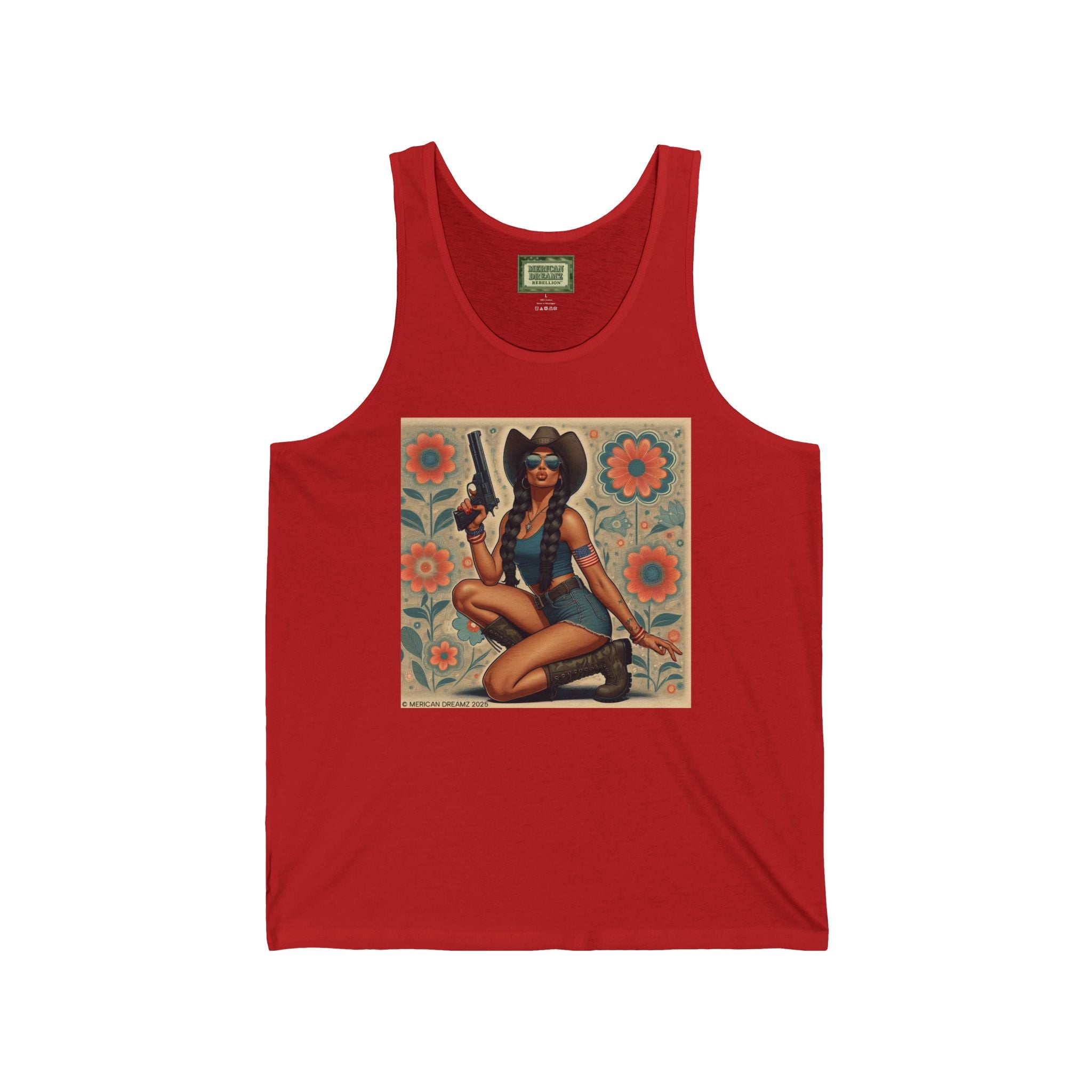 Patriotic Pin-Up Tank Top — Vintage American Flag Girl Graphic