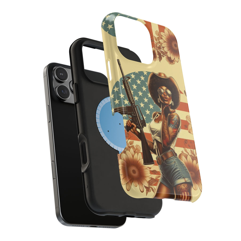 Americana AR-15 Pinup Girl - Magnetic Impact‑Resistant Phone Case  iPhone 13-17 / Samsung S26  MagSafe Compatible
