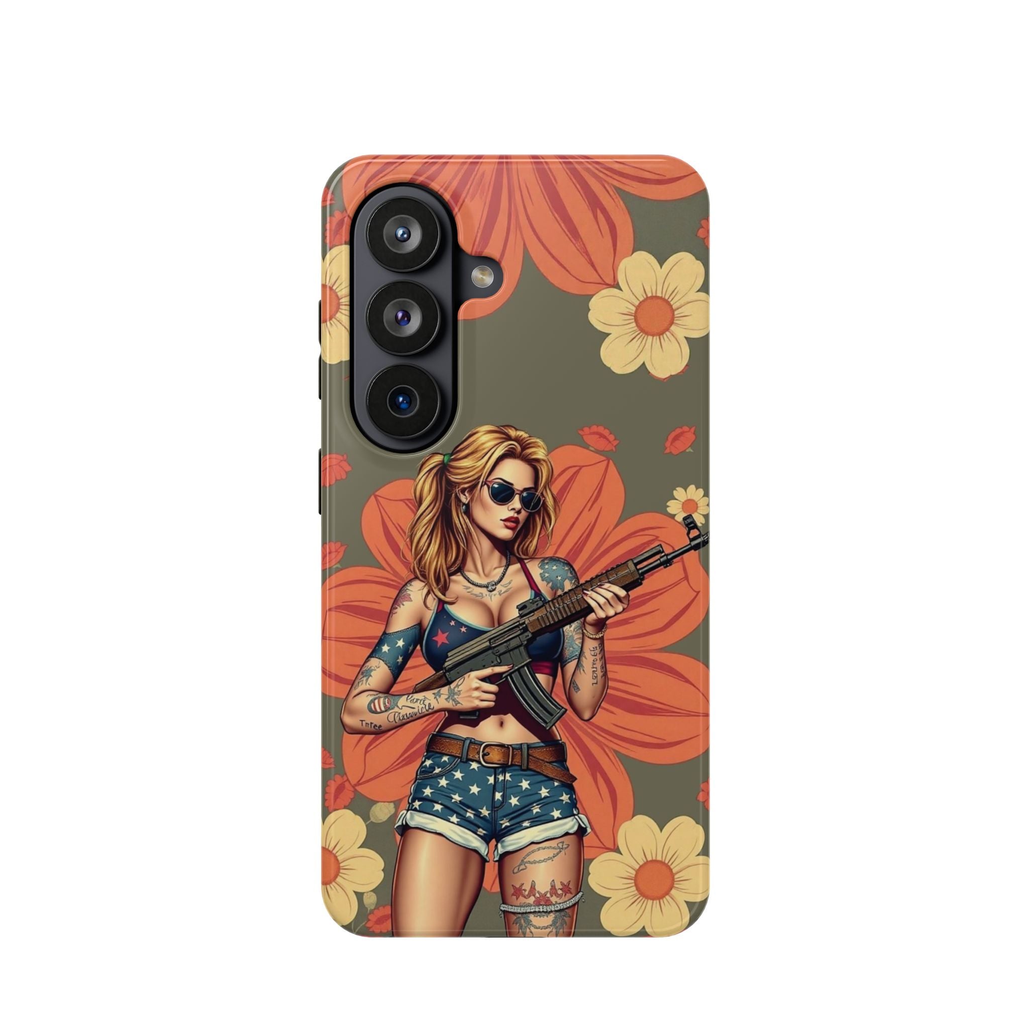 Americana AK-47 Pinup Girl - Magnetic Impact‑Resistant Phone Case  iPhone 13-17 / Samsung S26  MagSafe Compatible