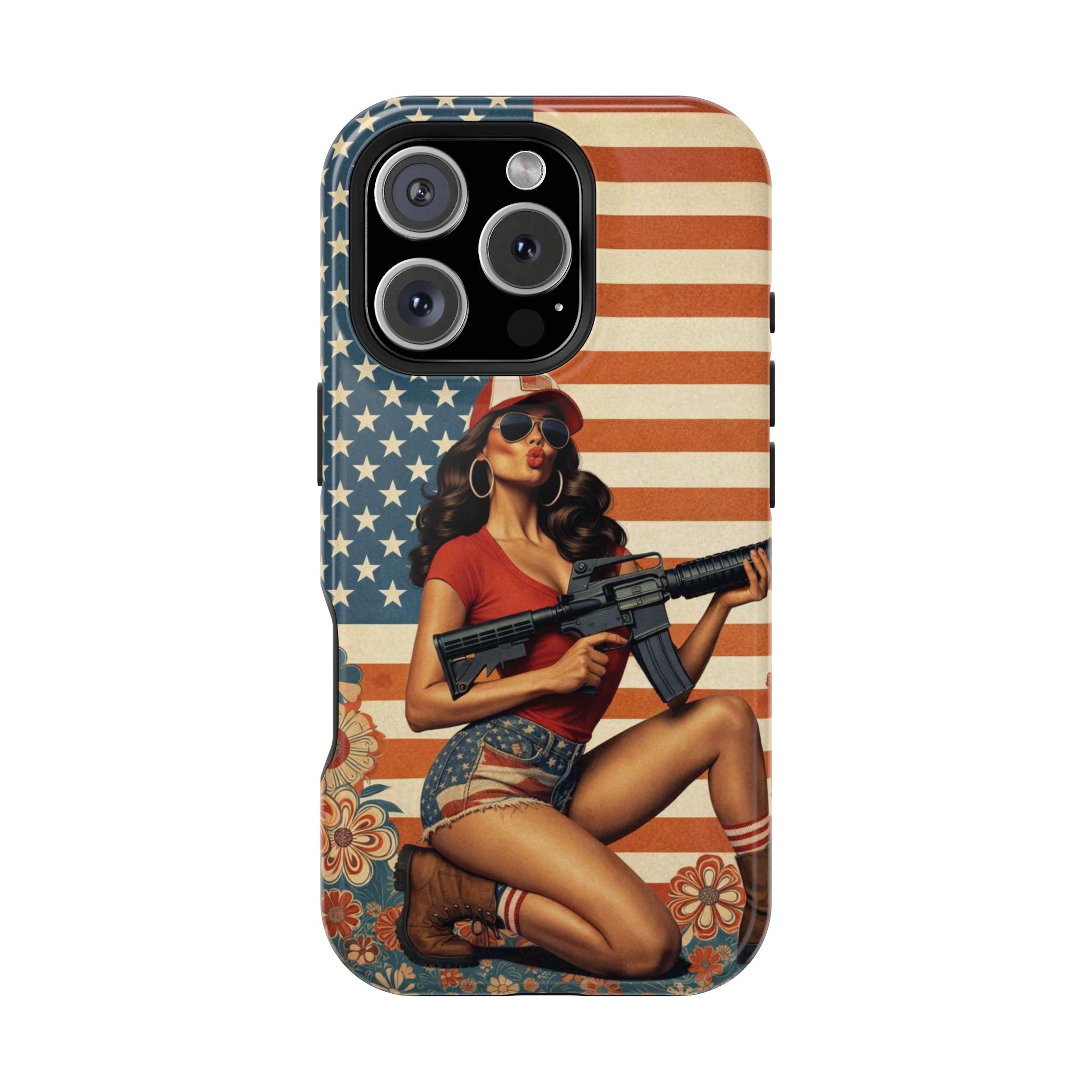 Americana AR-15 Pinup Girl - Magnetic Impact‑Resistant Phone Case  iPhone 13-17 / Samsung S26  MagSafe Compatible