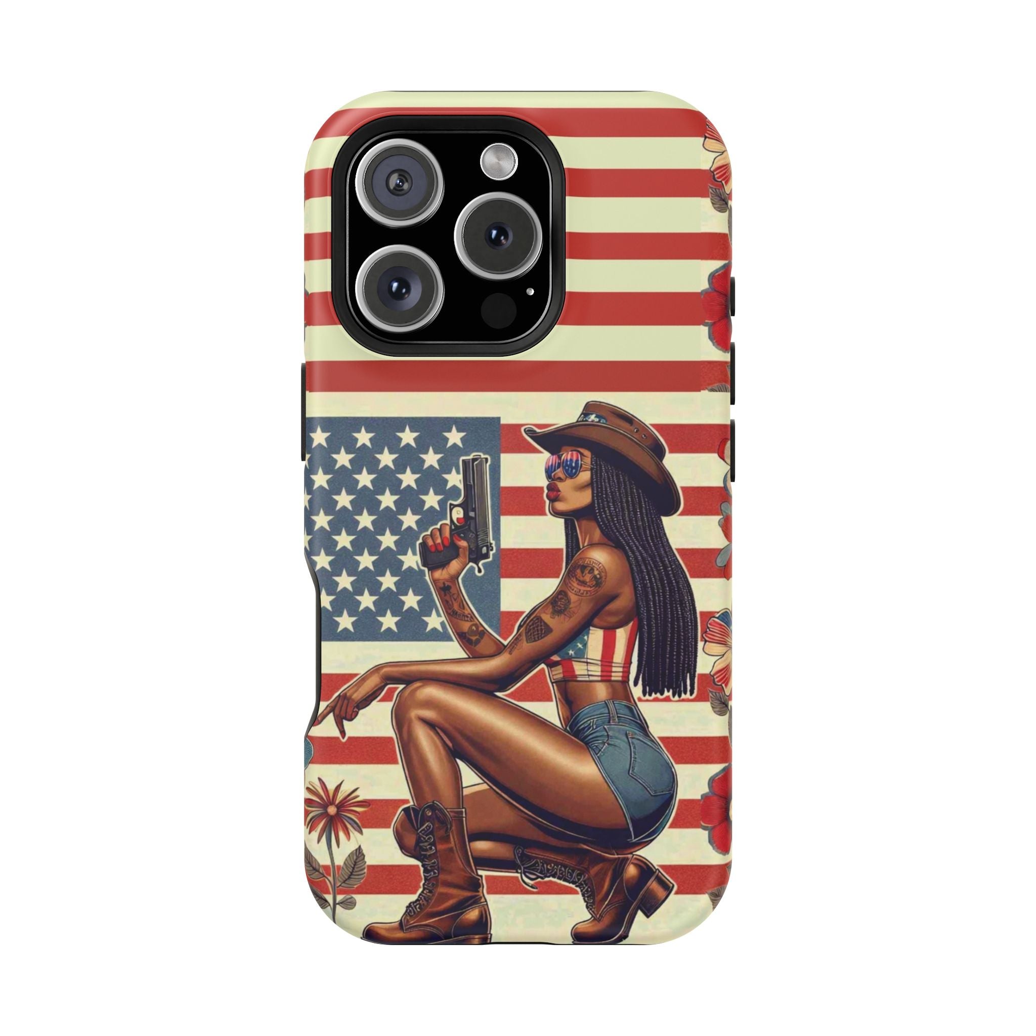 Americana 9mm Pinup Girl - Magnetic Impact‑Resistant Phone Case  iPhone 13-17 / Samsung S26  MagSafe Compatible