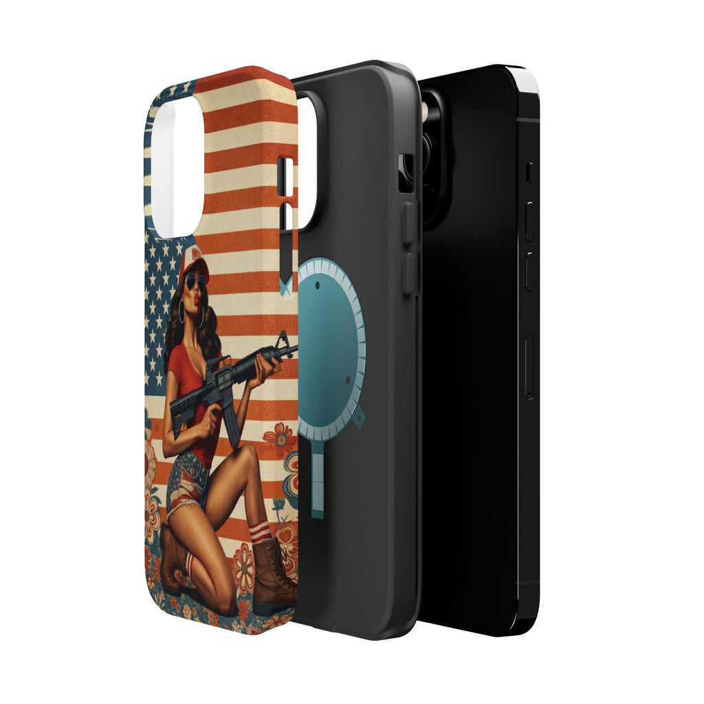 Americana AR-15 Pinup Girl - Magnetic Impact‑Resistant Phone Case  iPhone 13-17 / Samsung S26  MagSafe Compatible