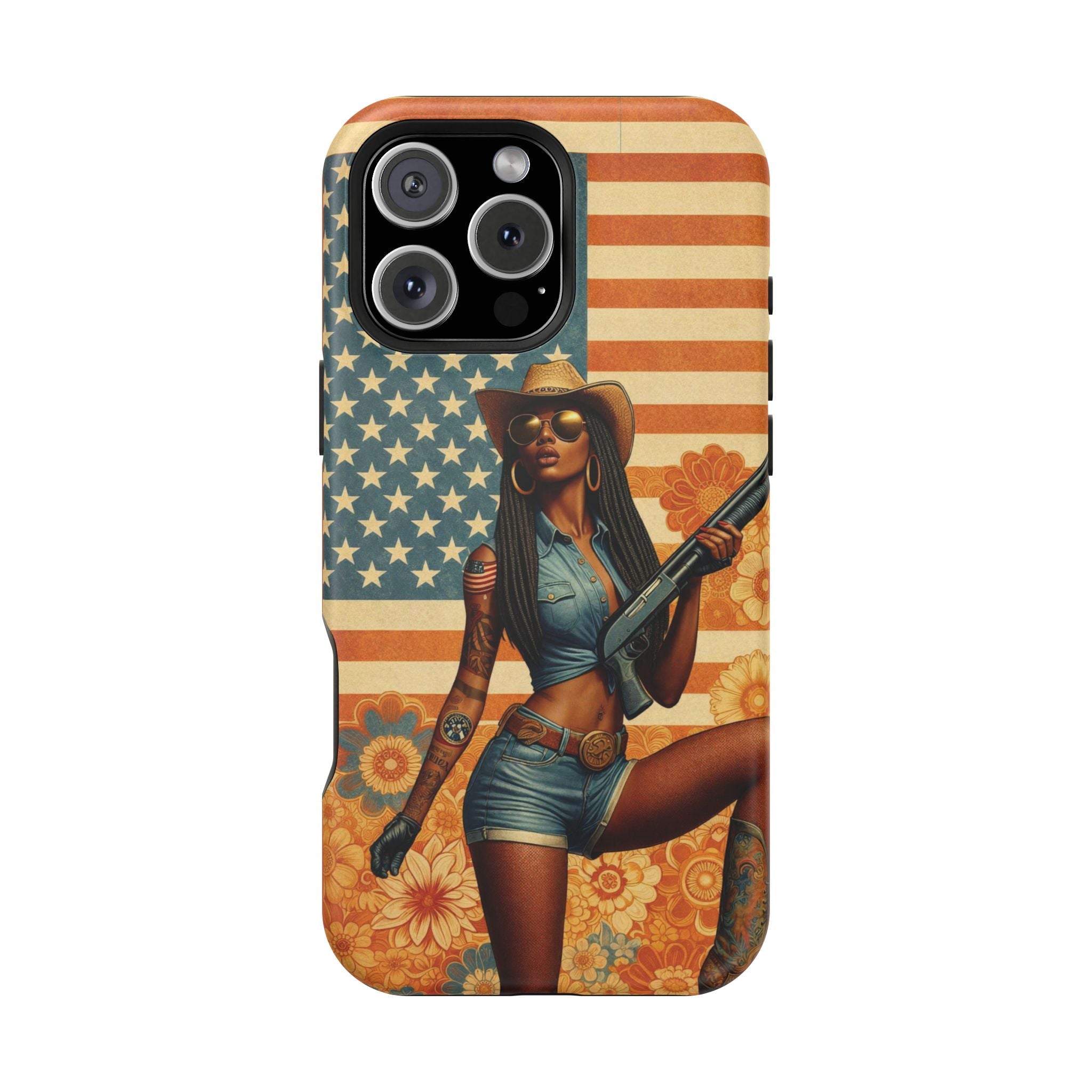 Americana 12GA Pinup Girl - Magnetic Impact‑Resistant Phone Case  iPhone 13-17 / Samsung S26  MagSafe Compatible
