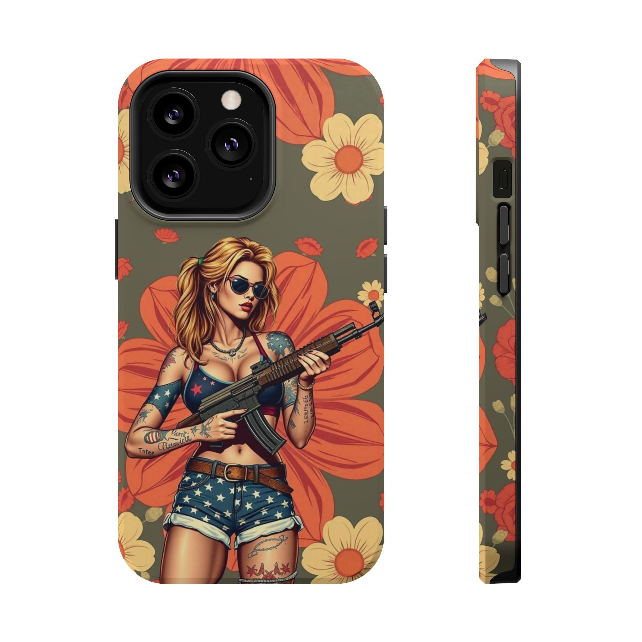 Americana AK-47 Pinup Girl - Magnetic Impact‑Resistant Phone Case  iPhone 13-17 / Samsung S26  MagSafe Compatible