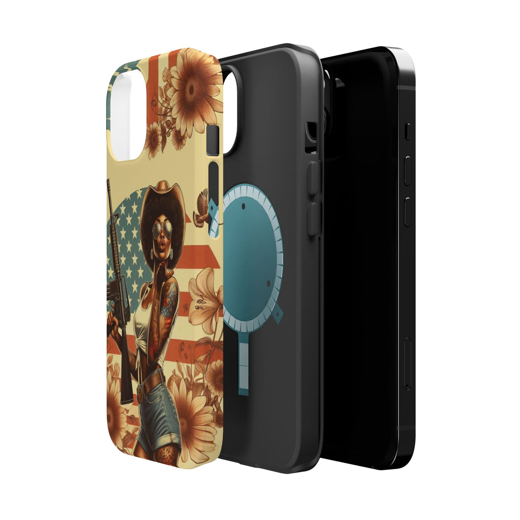 Americana AR-15 Pinup Girl - Magnetic Impact‑Resistant Phone Case  iPhone 13-17 / Samsung S26  MagSafe Compatible