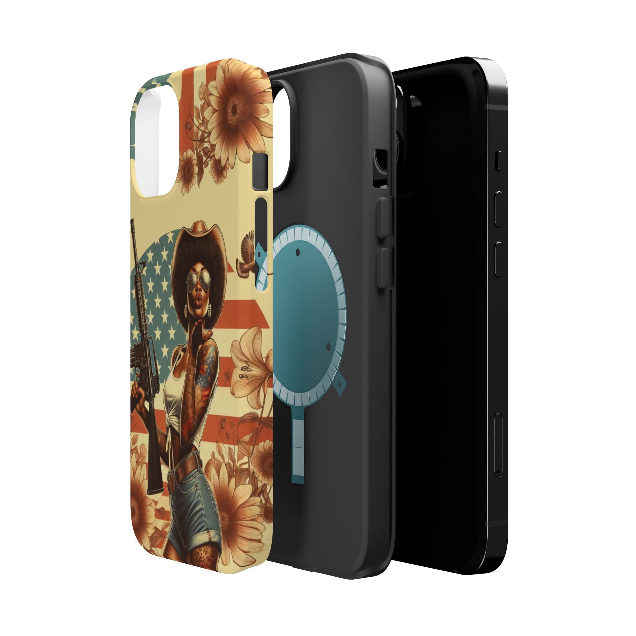 Americana AR-15 Pinup Girl - Magnetic Impact‑Resistant Phone Case  iPhone 13-17 / Samsung S26  MagSafe Compatible