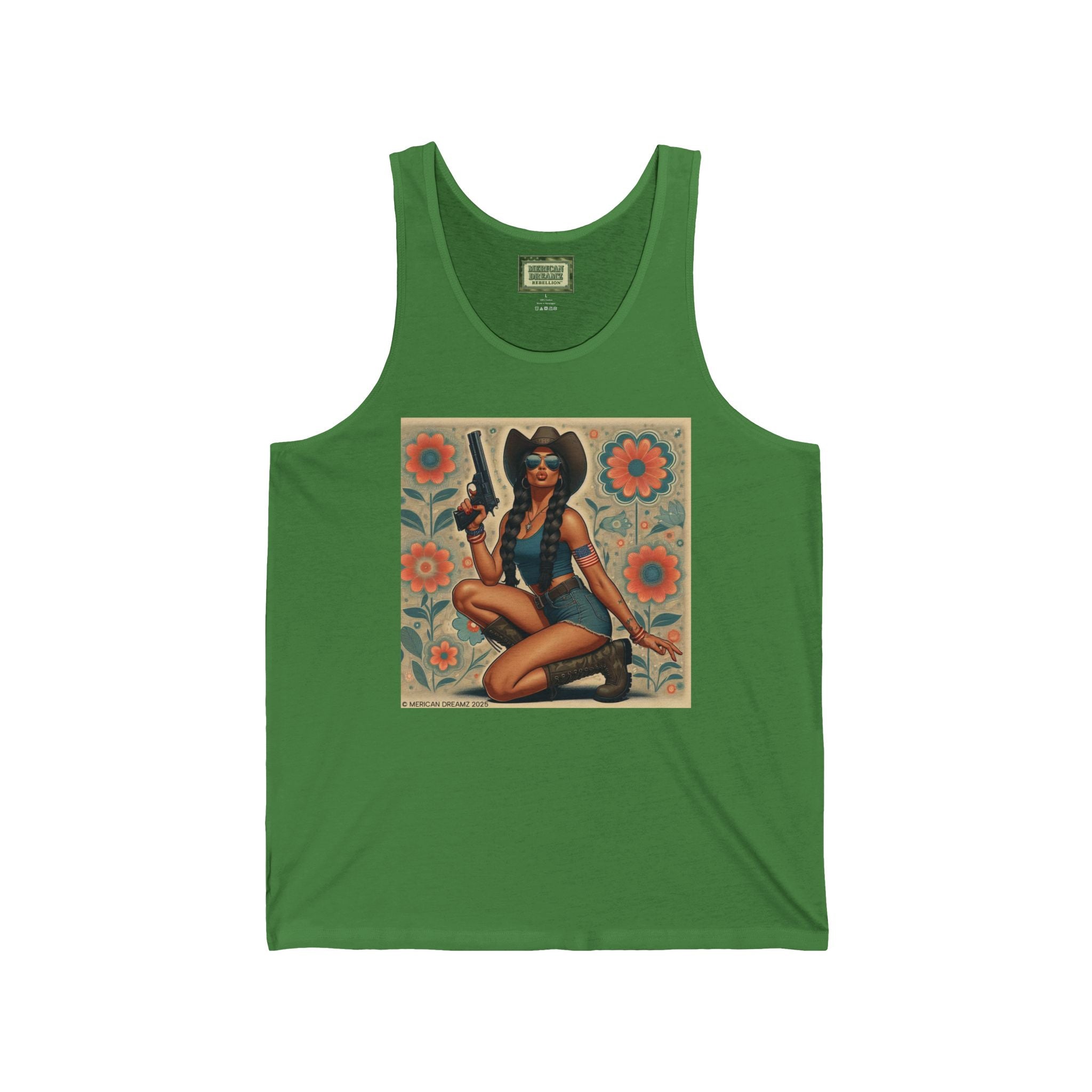 Patriotic Pin-Up Tank Top — Vintage American Flag Girl Graphic