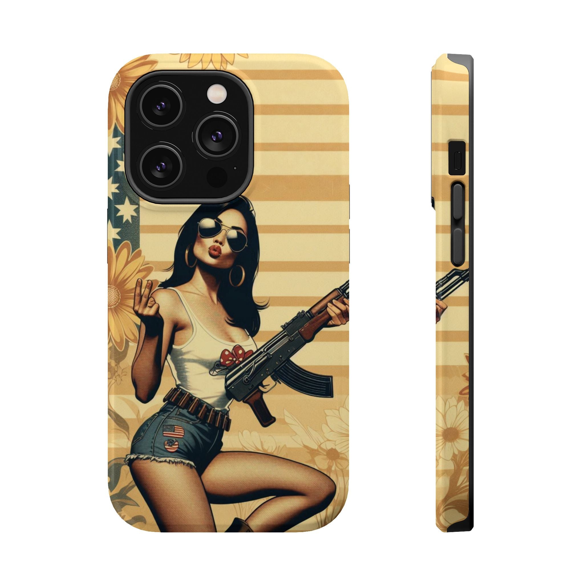 Americana AK-47 Pinup Girl - Magnetic Impact‑Resistant Phone Case  iPhone 13-17 / Samsung S26  MagSafe Compatible