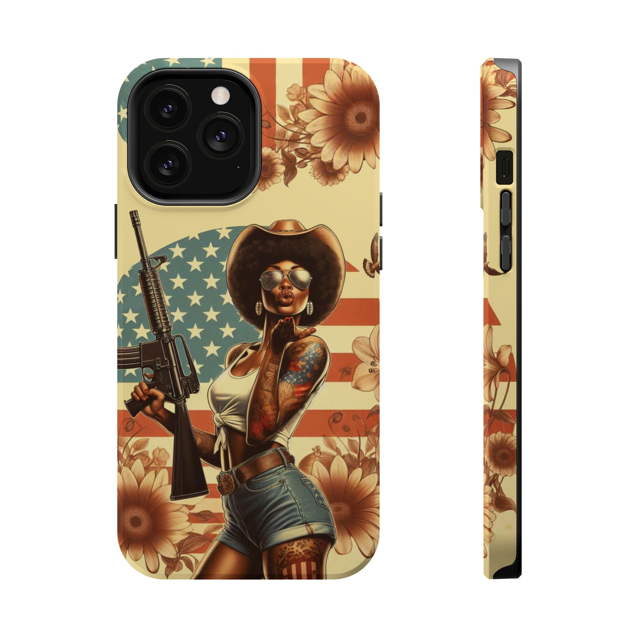 Americana AR-15 Pinup Girl - Magnetic Impact‑Resistant Phone Case  iPhone 13-17 / Samsung S26  MagSafe Compatible