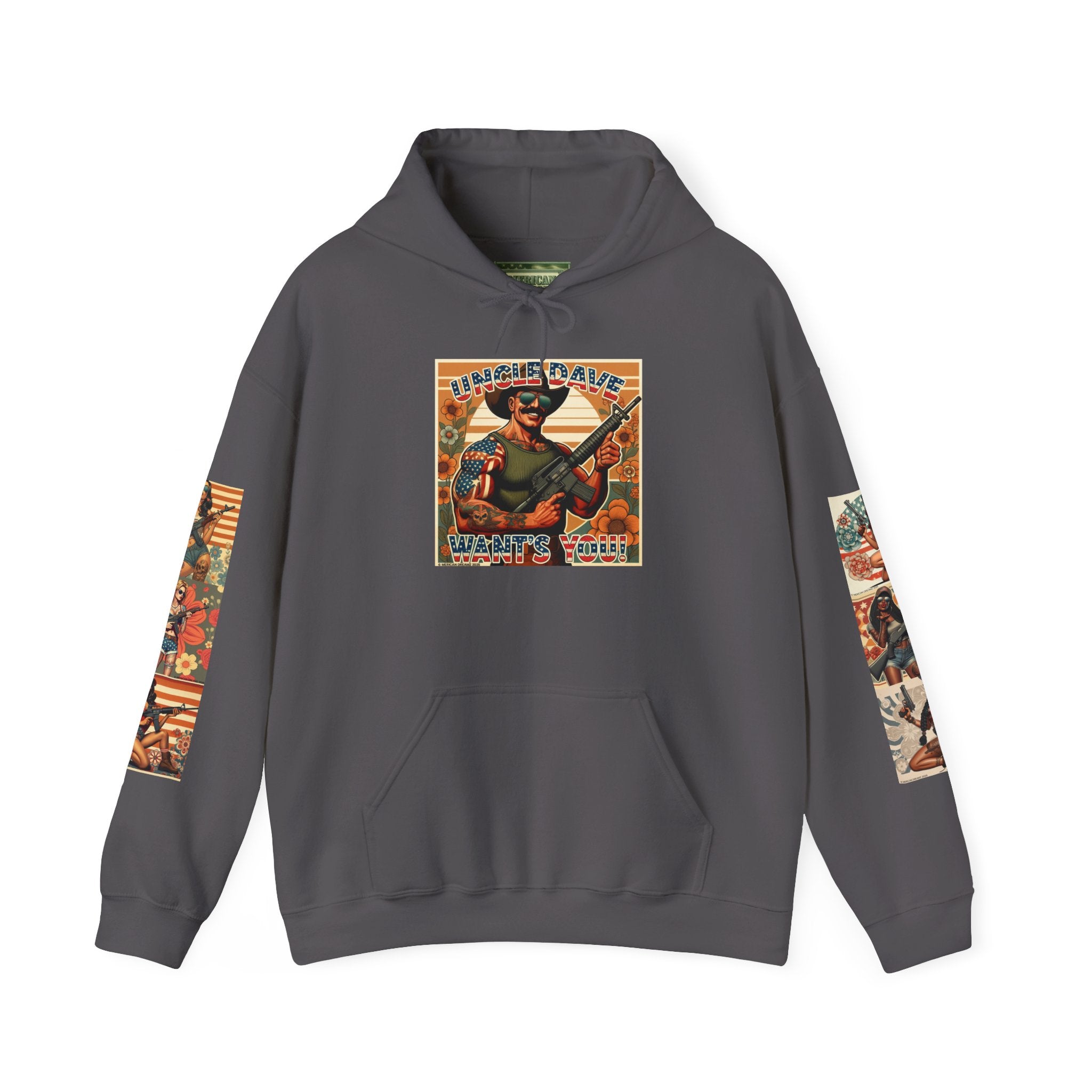 Patriotic 'Uncle Dave Wants You' Hoodie — Gunslinger Girls Rifle Retro Illustration (US Only)