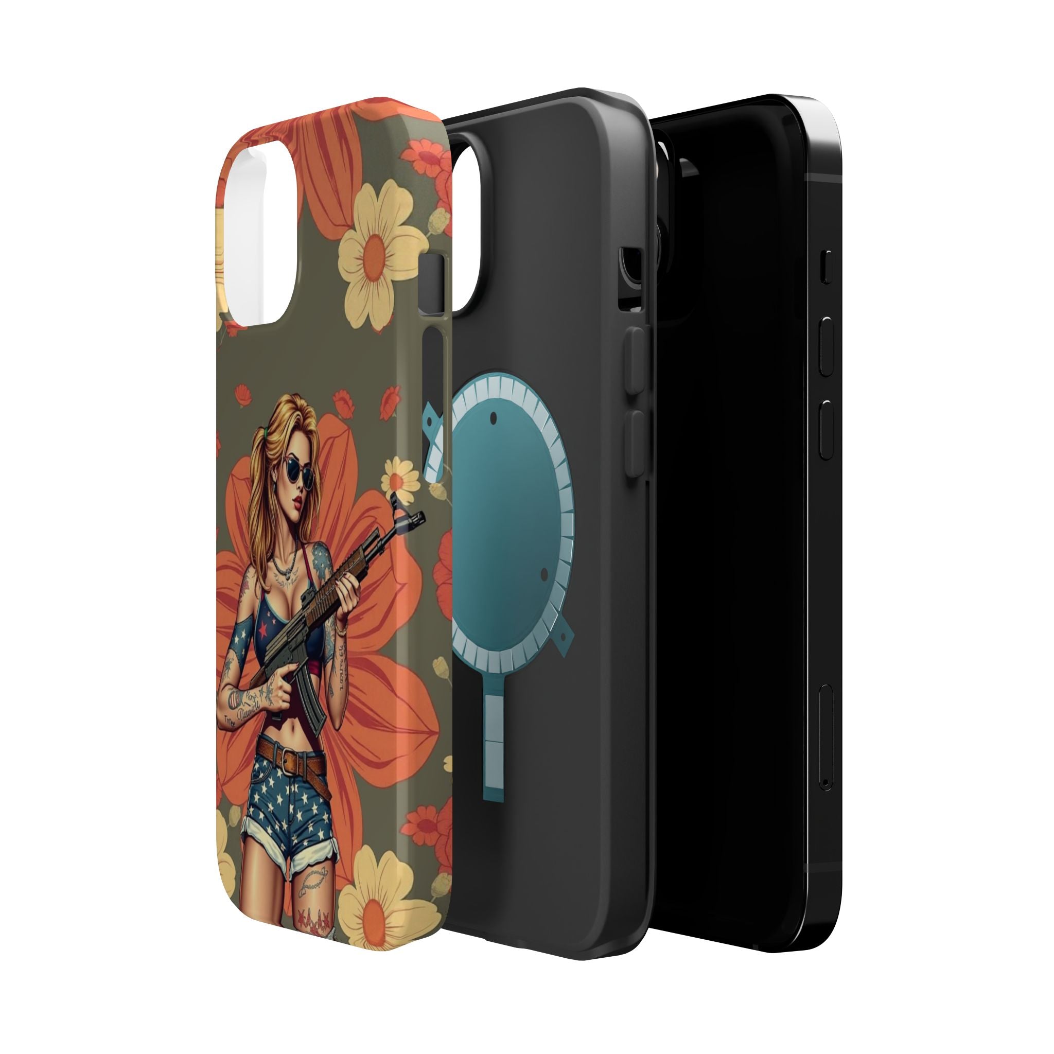 Americana AK-47 Pinup Girl - Magnetic Impact‑Resistant Phone Case  iPhone 13-17 / Samsung S26  MagSafe Compatible
