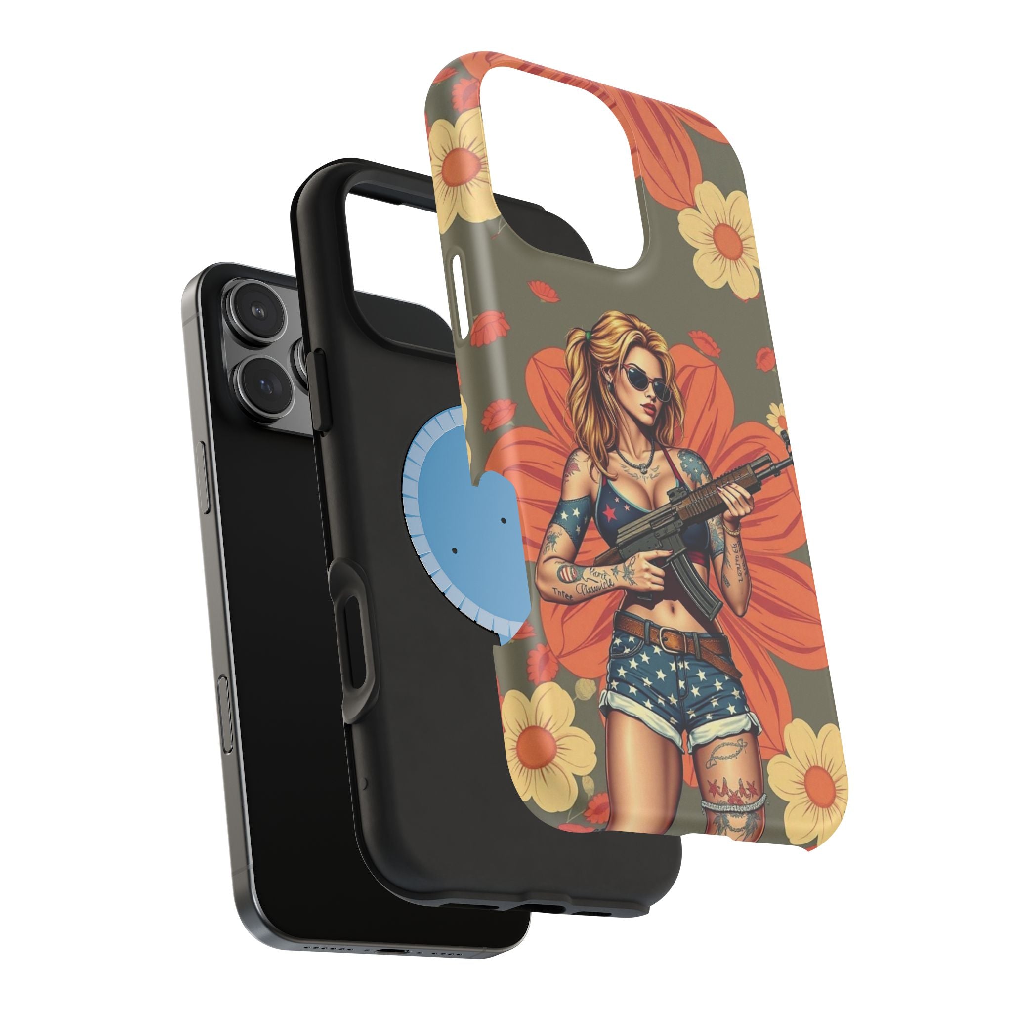 Americana AK-47 Pinup Girl - Magnetic Impact‑Resistant Phone Case  iPhone 13-17 / Samsung S26  MagSafe Compatible
