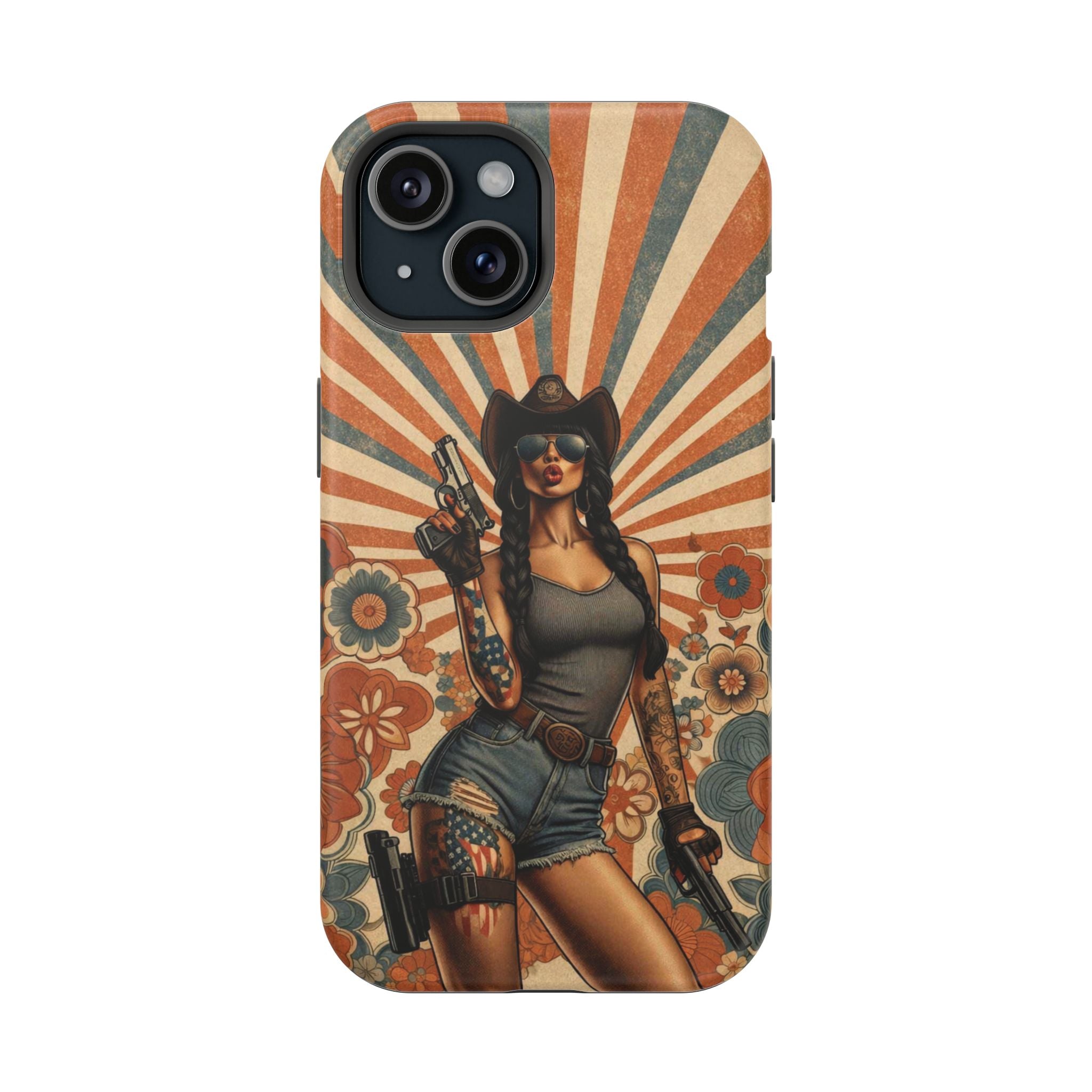 Americana 9mm Pinup Girl - Magnetic Impact‑Resistant Phone Case  iPhone 13-17 / Samsung S26  MagSafe Compatible