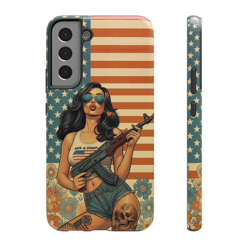 Americana AK-47 Pinup Girl - Impact‑Resistant Phone Case   Samsung Galaxy Series S22 / S22+ / S22 Ultra - S25 / S25+ / S25 Ultra