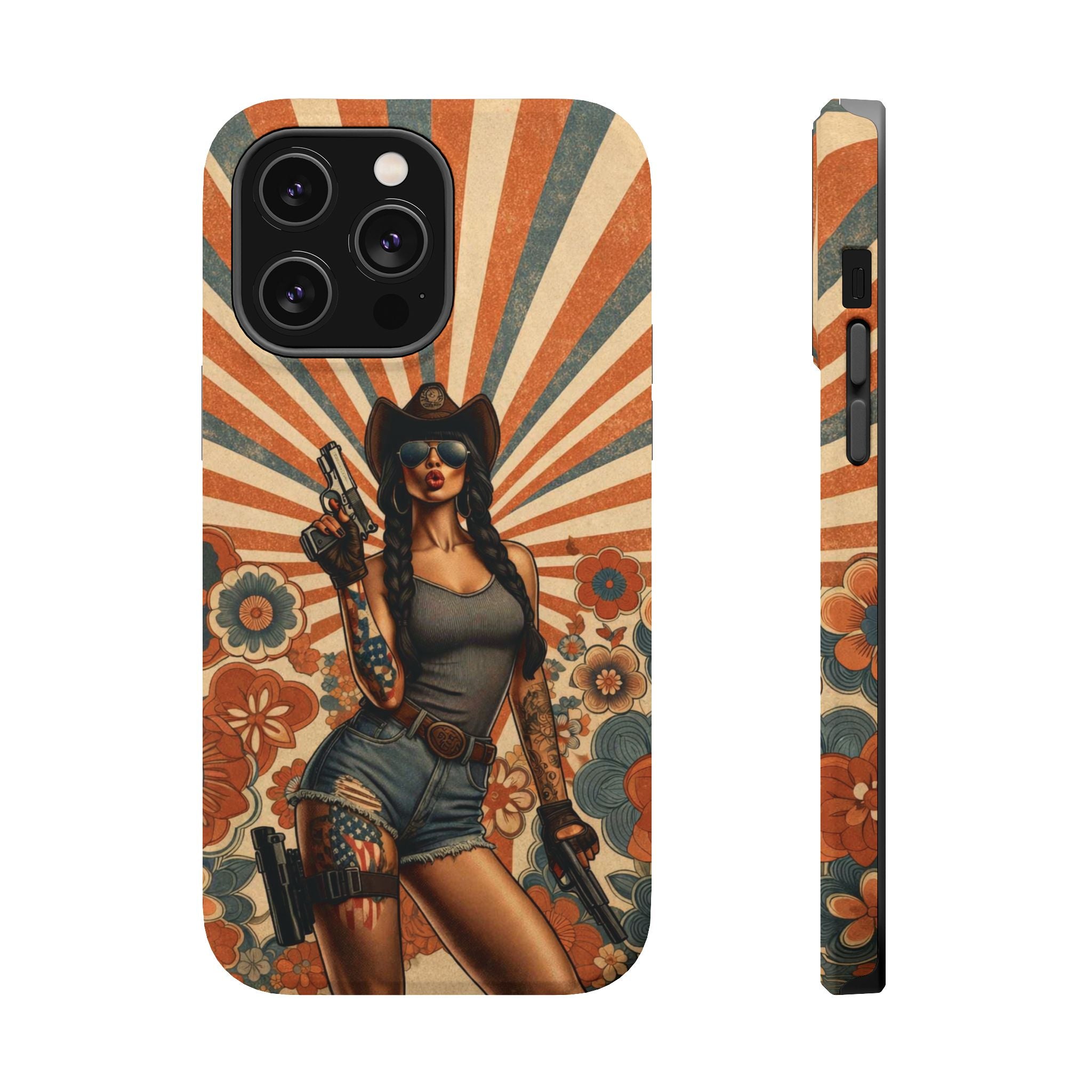 Americana 9mm Pinup Girl - Magnetic Impact‑Resistant Phone Case  iPhone 13-17 / Samsung S26  MagSafe Compatible