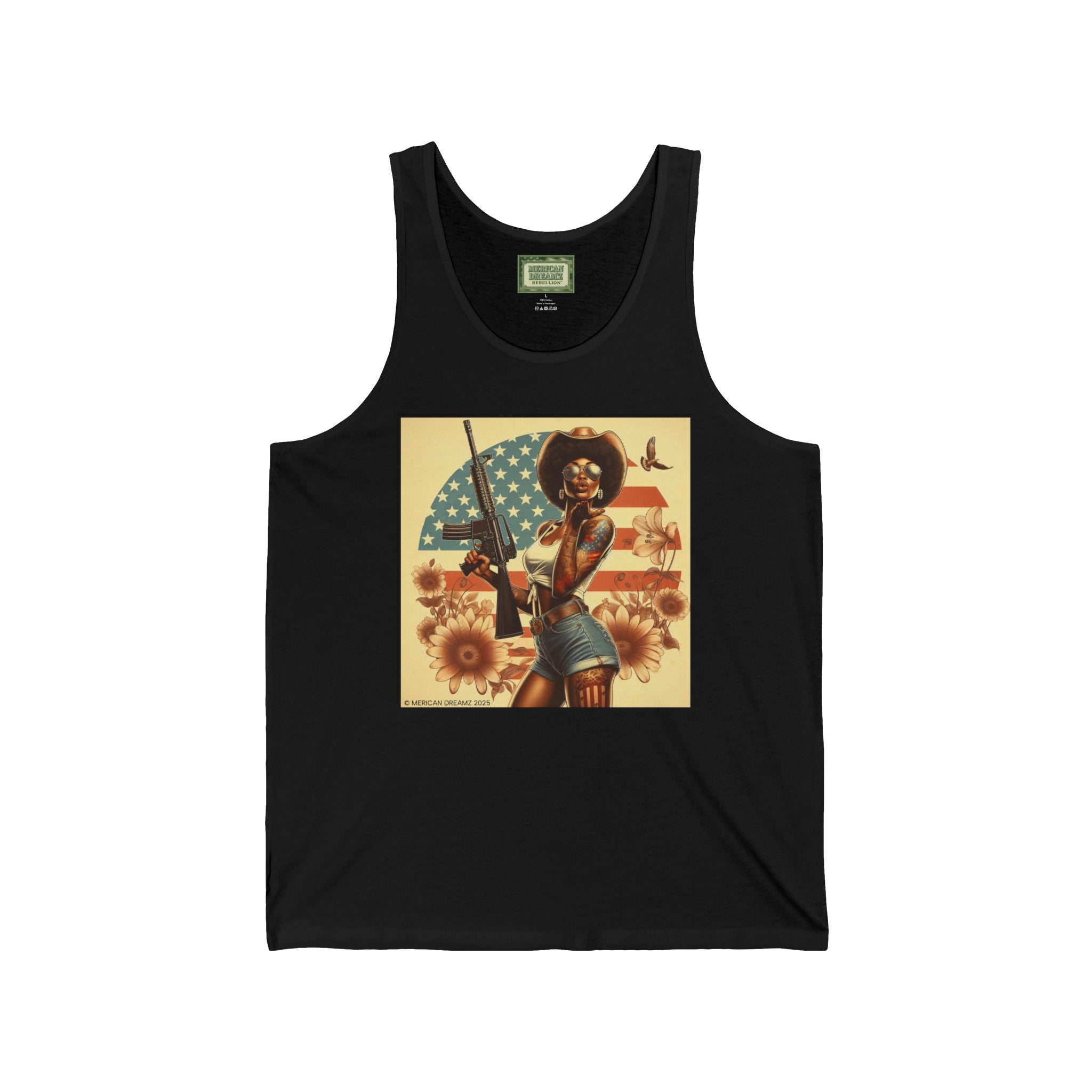 Patriotic Pin-Up Tank Top — Vintage American Flag Girl Graphic