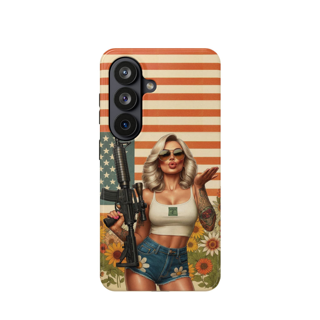 Americana AR-15 Pinup Girl - Magnetic Impact‑Resistant Phone Case  iPhone 13-17 / Samsung S26  MagSafe Compatible