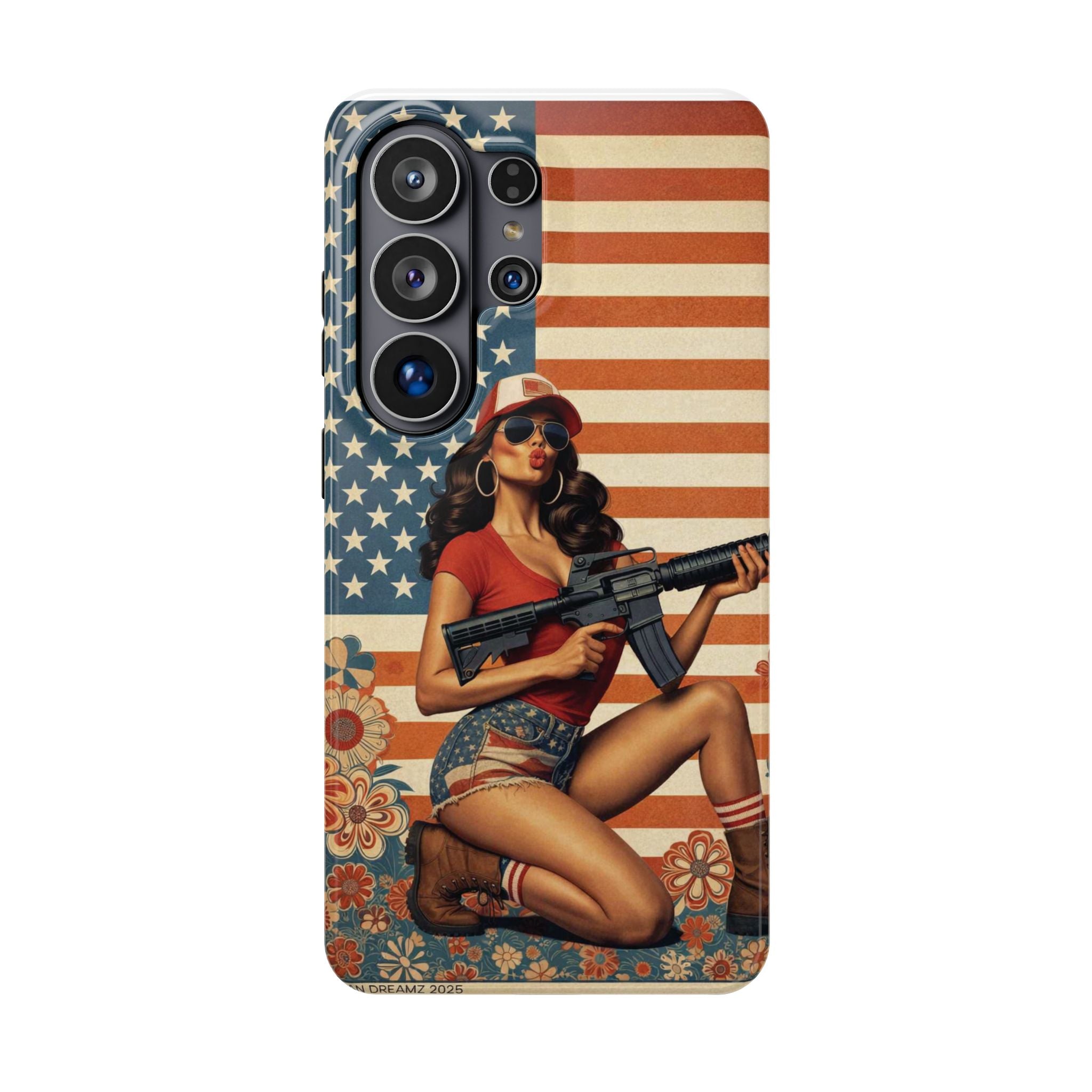 Americana AR-15 Pinup Girl - Magnetic Impact‑Resistant Phone Case  iPhone 13-17 / Samsung S26  MagSafe Compatible