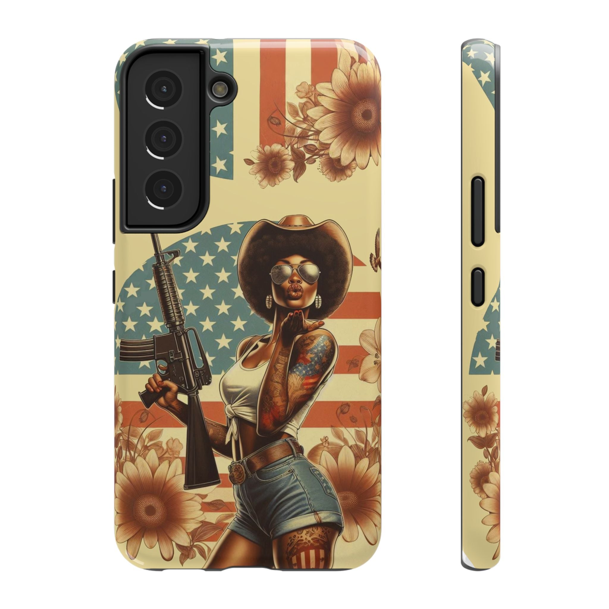Americana AR-15 Pinup Girl - Impact‑Resistant Phone Case Samsung Galaxy Series S22 / S22+ / S22 Ultra - S25 / S25+ / S25 Ultra