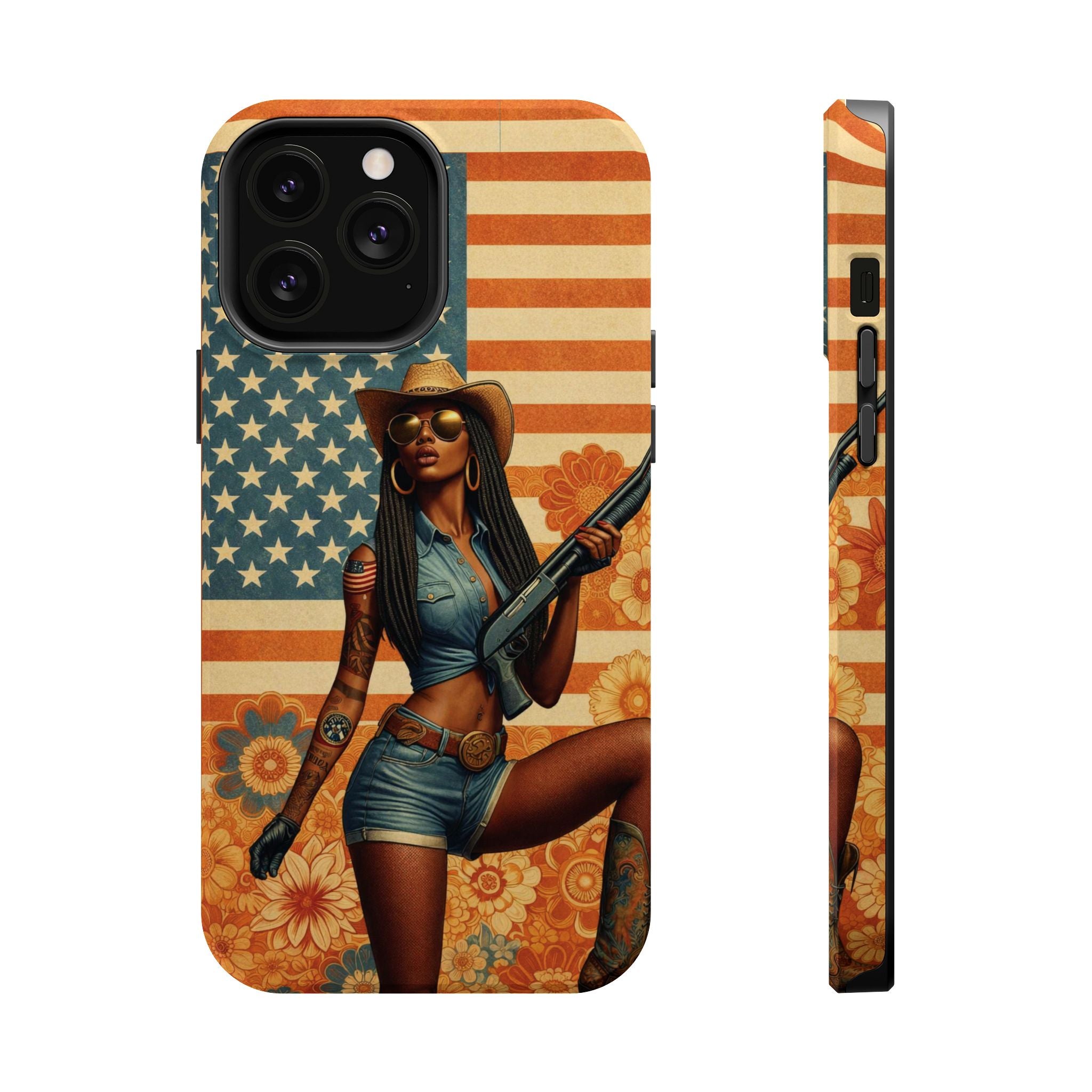 Americana 12GA Pinup Girl - Magnetic Impact‑Resistant Phone Case  iPhone 13-17 / Samsung S26  MagSafe Compatible