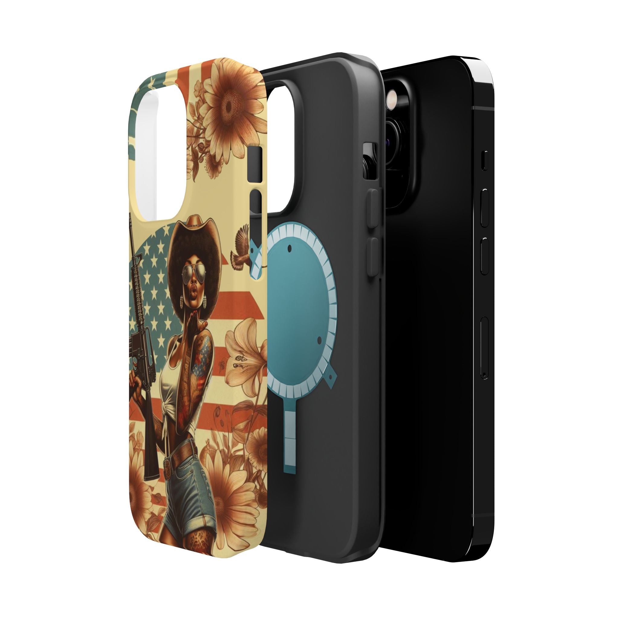Americana AR-15 Pinup Girl - Magnetic Impact‑Resistant Phone Case  iPhone 13-17 / Samsung S26  MagSafe Compatible