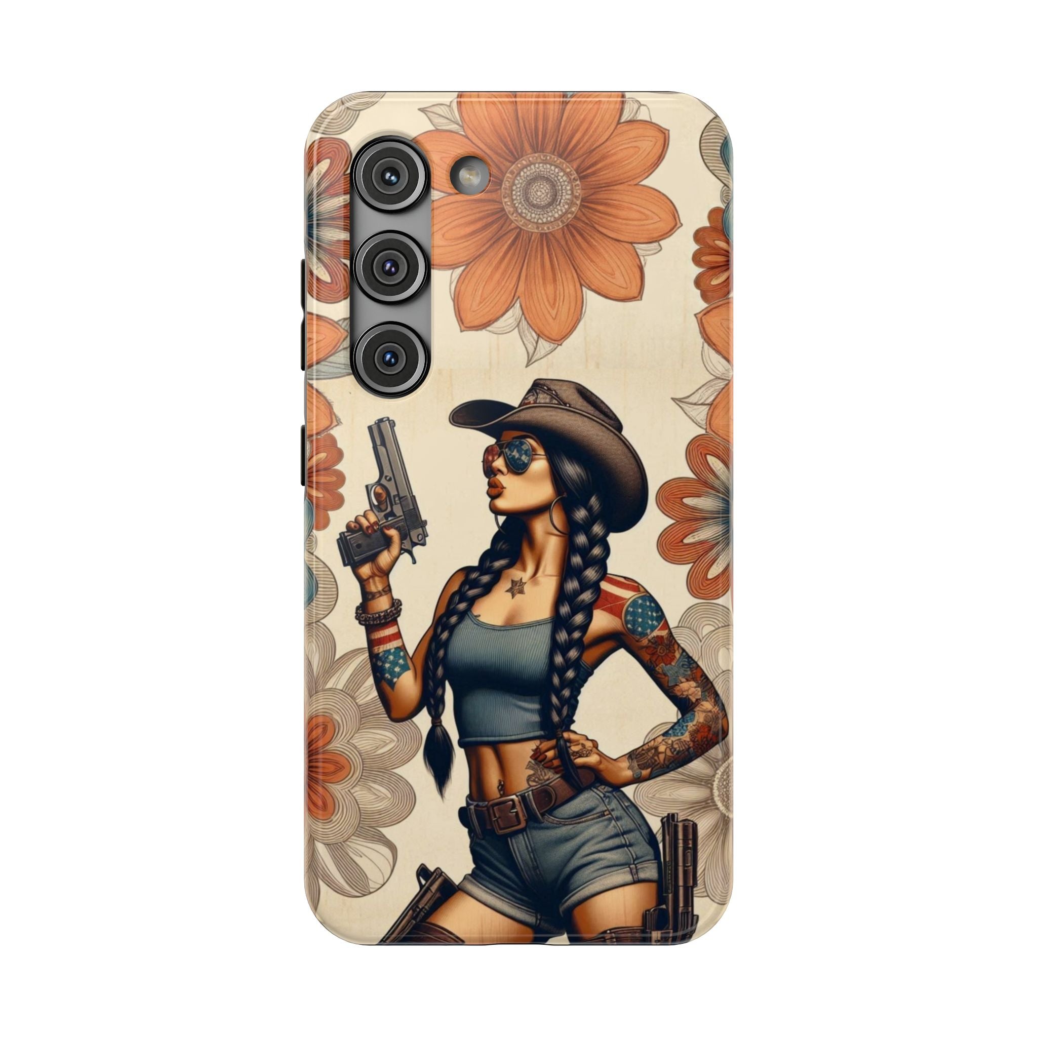 Americana 9mm Pinup Girl - Impact‑Resistant Phone Case   Samsung Galaxy Series S22 / S22+ / S22 Ultra - S25 / S25+ / S25 Ultra