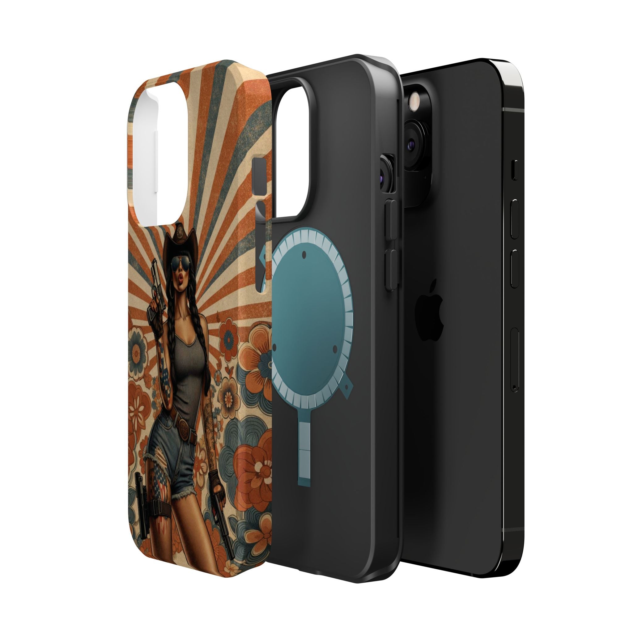 Americana 9mm Pinup Girl - Magnetic Impact‑Resistant Phone Case  iPhone 13-17 / Samsung S26  MagSafe Compatible