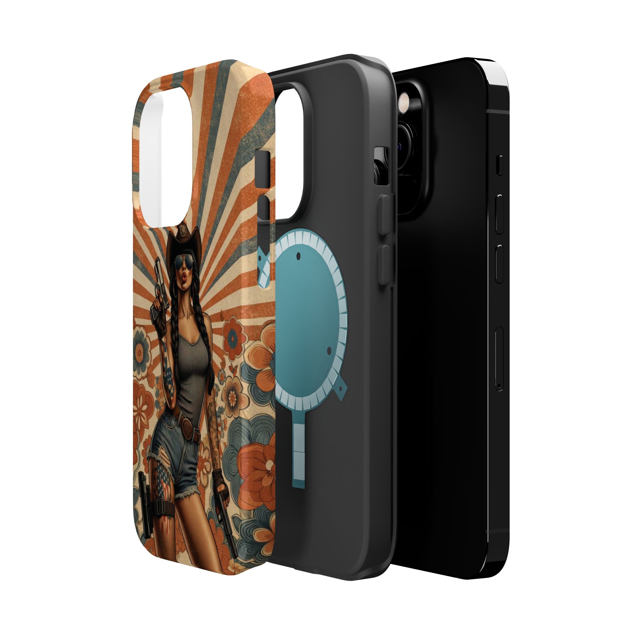 Americana 9mm Pinup Girl - Magnetic Impact‑Resistant Phone Case  iPhone 13-17 / Samsung S26  MagSafe Compatible