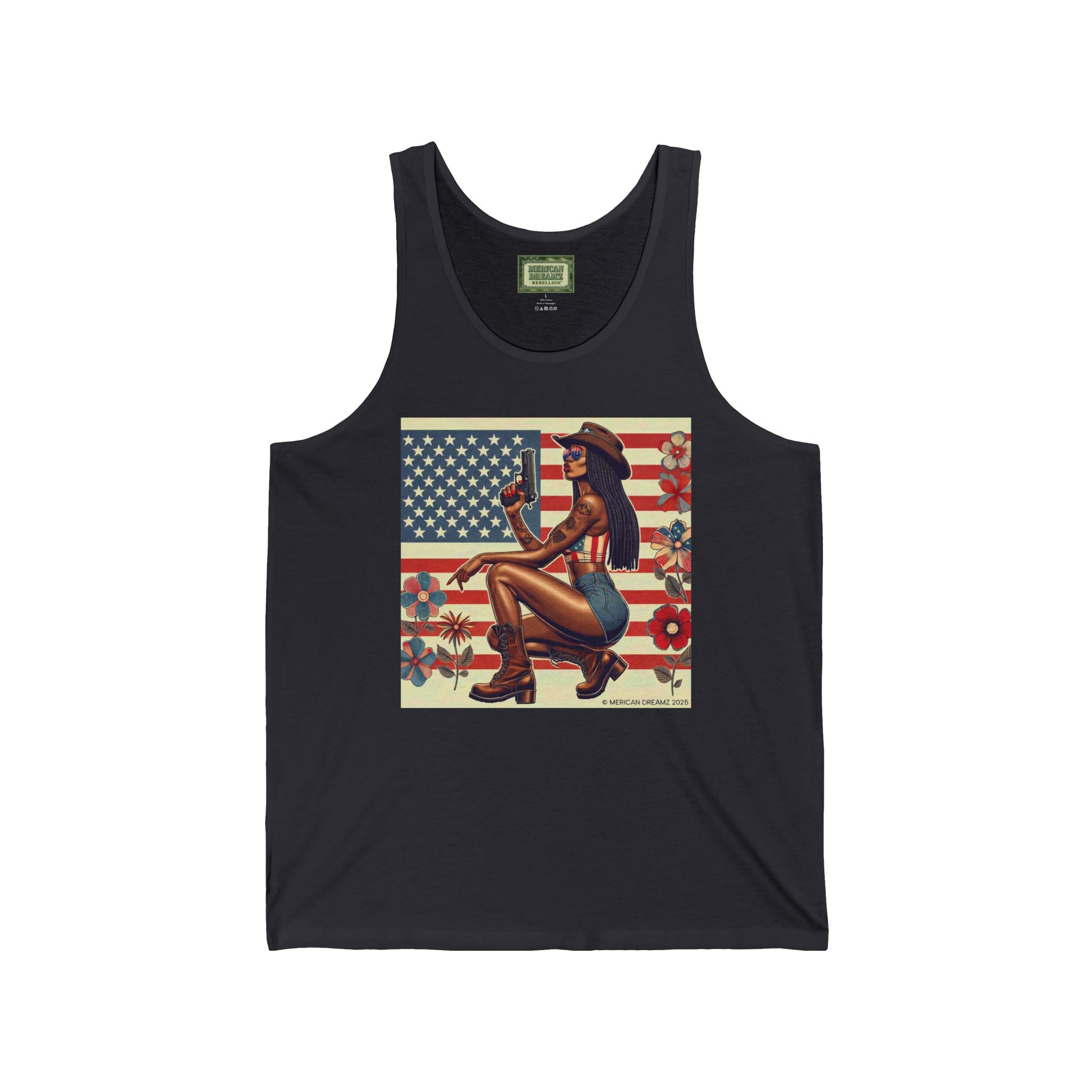 Patriotic Pin-Up Tank Top — Vintage American Flag Girl Graphic